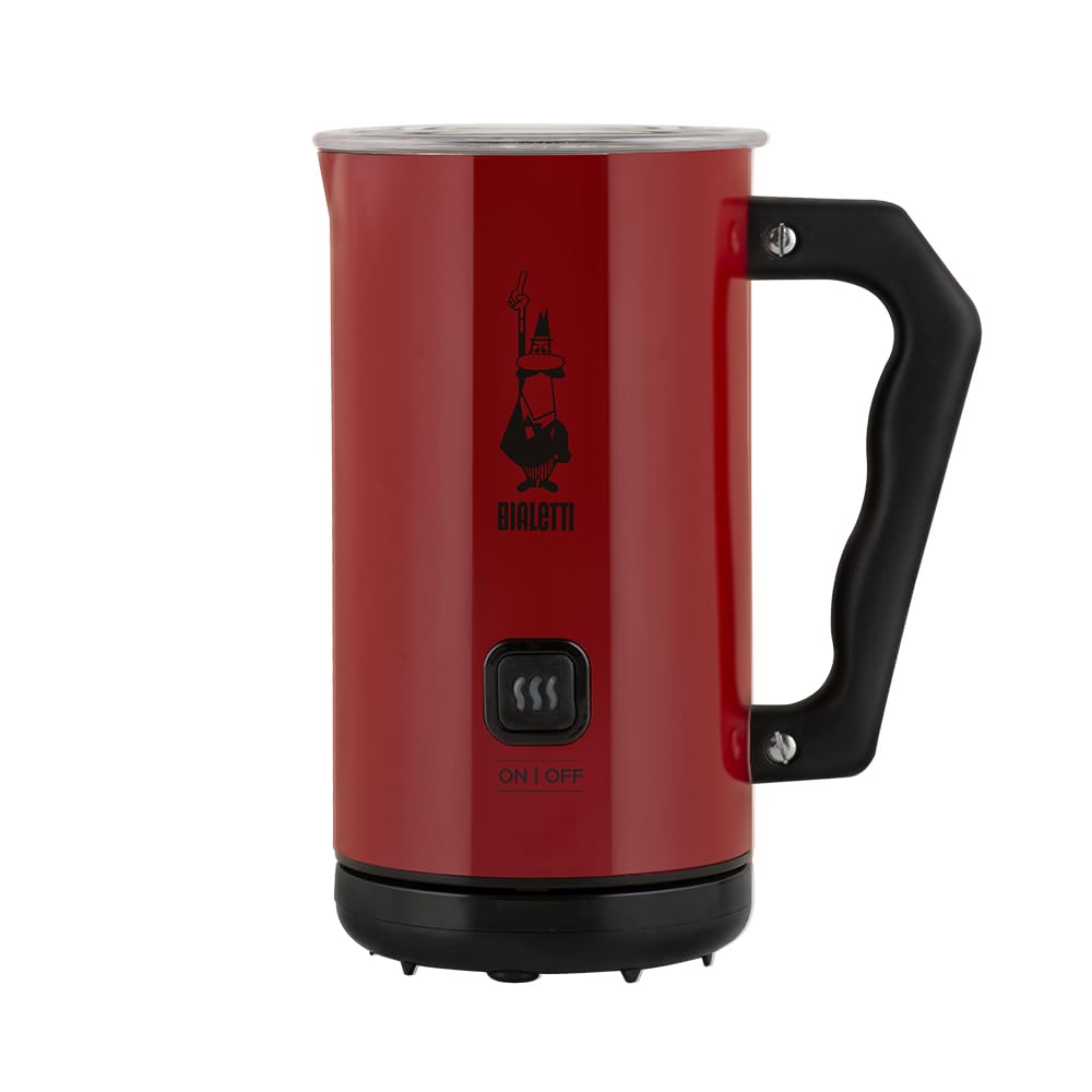 292642 - BIALETTI Shkumëzues Qumështi Elektrik, 150 ml kapuçino ose 300 ml qumësht i nxehtë, i kuq
