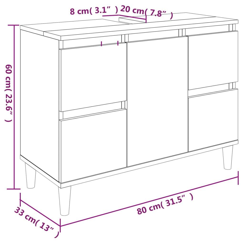 265119 - vidaXL Dollap Lavamani i Bardhë 80x33x60 cm Dru i Inxhinieruar