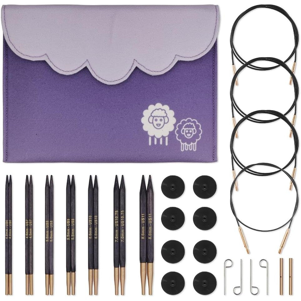 217242 - KnitPro Set majash gjilpërash të ndërrueshme J'adore Cubics Deluxe 5" (13 cm), 7 madhësi (4 mm deri në 8 mm)