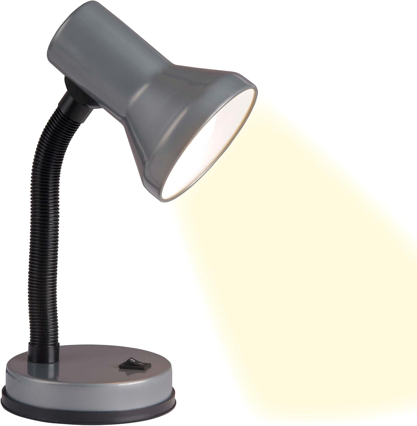 257753 - BRILLIANT Llambë Tavoline për Fëmijë, Gri, Krah Fleksibël, Çelës me Ndërprerës, Prizë E27, E pajtueshme me LED, Llambë Moderne