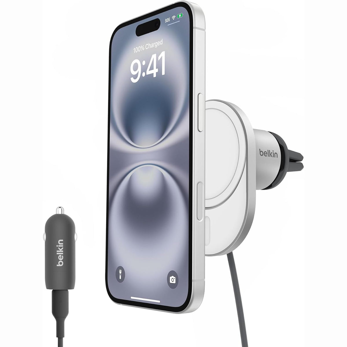 299129 - BELKIN Karikues Makine pa Tel BoostCharge Pro Magnetik me Qi2 (15W), i Përputhshëm me MagSafe për iPhone Series 17, Air, 16, Pixelsnap, me Kabllo USB-C dhe Adaptor Energjie për Makinë USB-C 20W