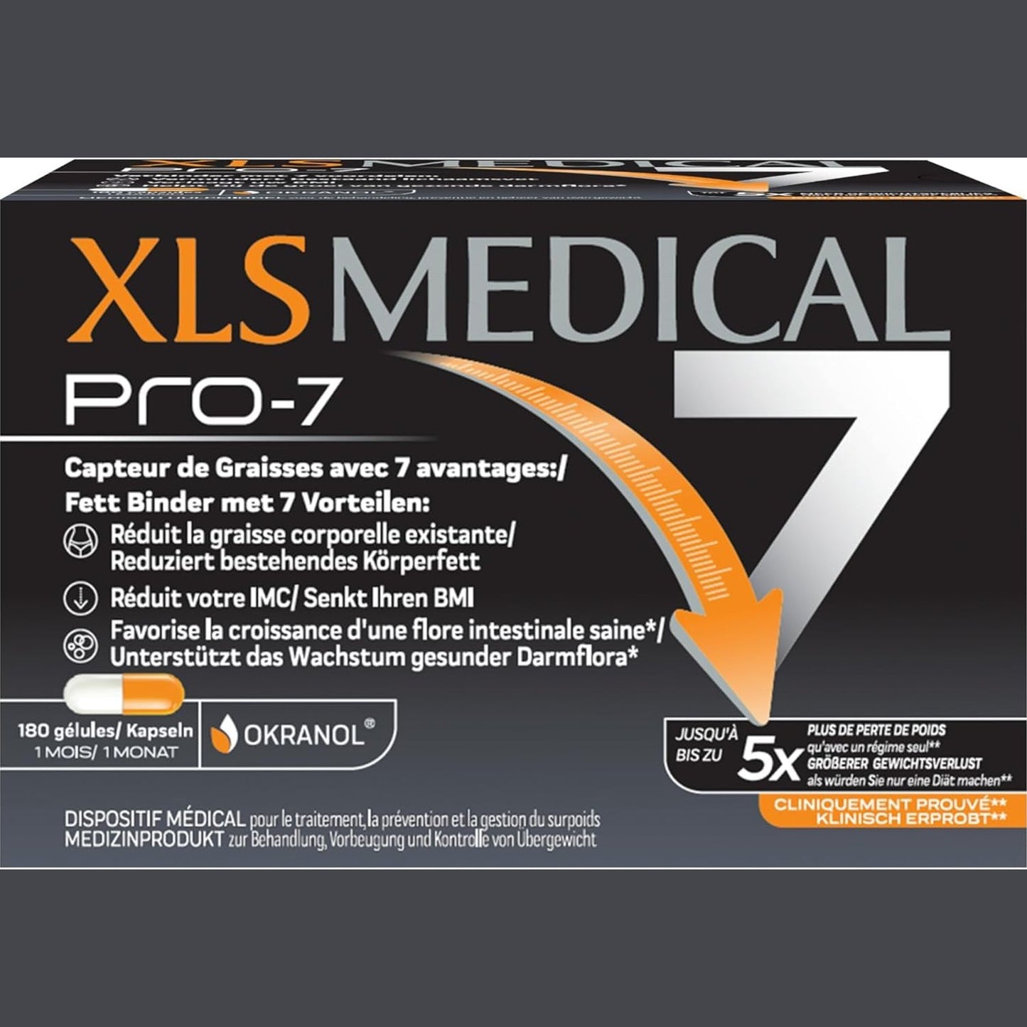 289437 - XLS MEDICAL Pro-7 - Kapsula Mbështetëse për Humbje Peshe - 180 kapsula - Furnizim për 1 muaj