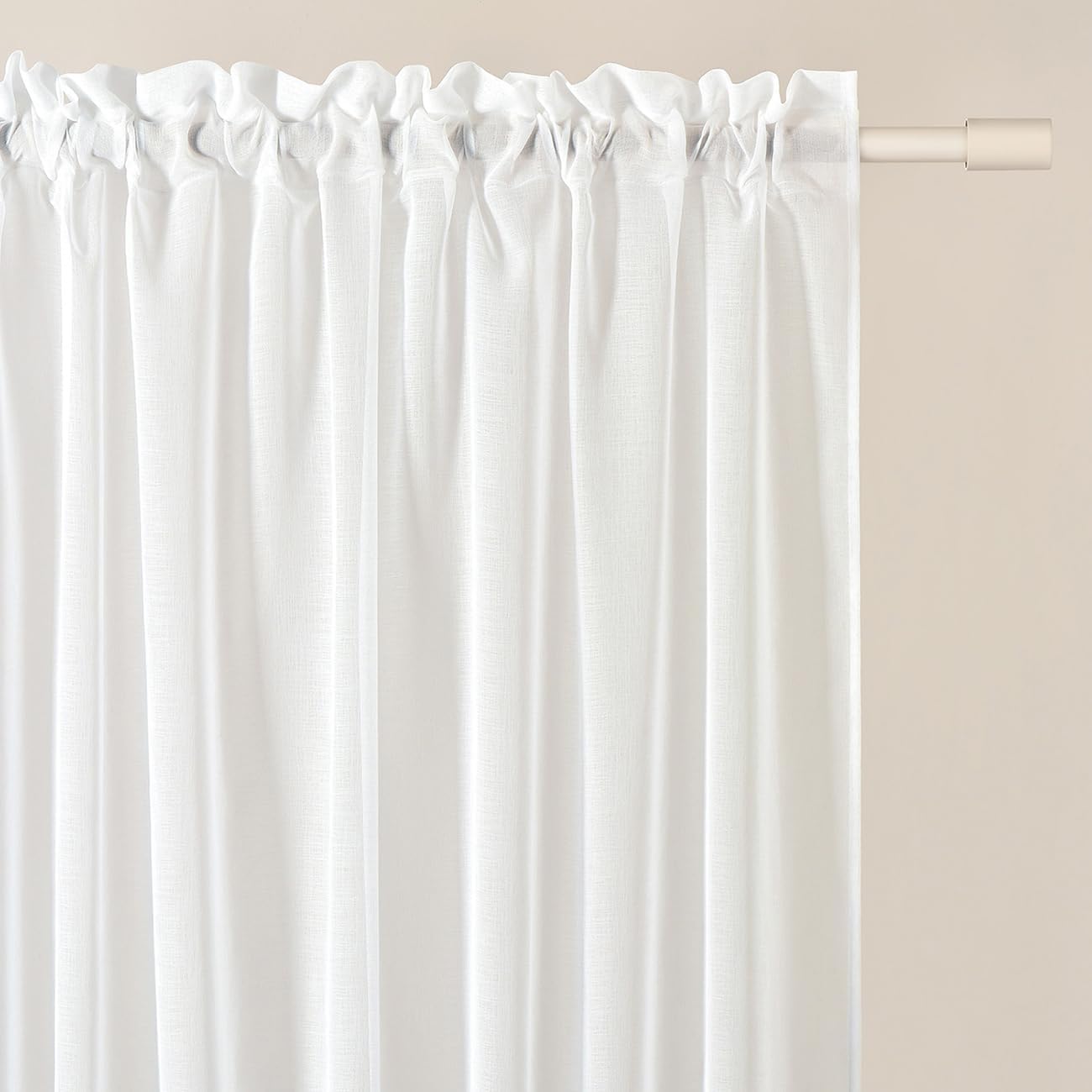 187563 - ROOM99 Perde Moderne Novelia, E Bardhë e Lëvuar, 350x230 cm, për Dhomën e Ndenjes dhe Dhomë Gjumi, me Shirit të Mblidhur - 1 Copë