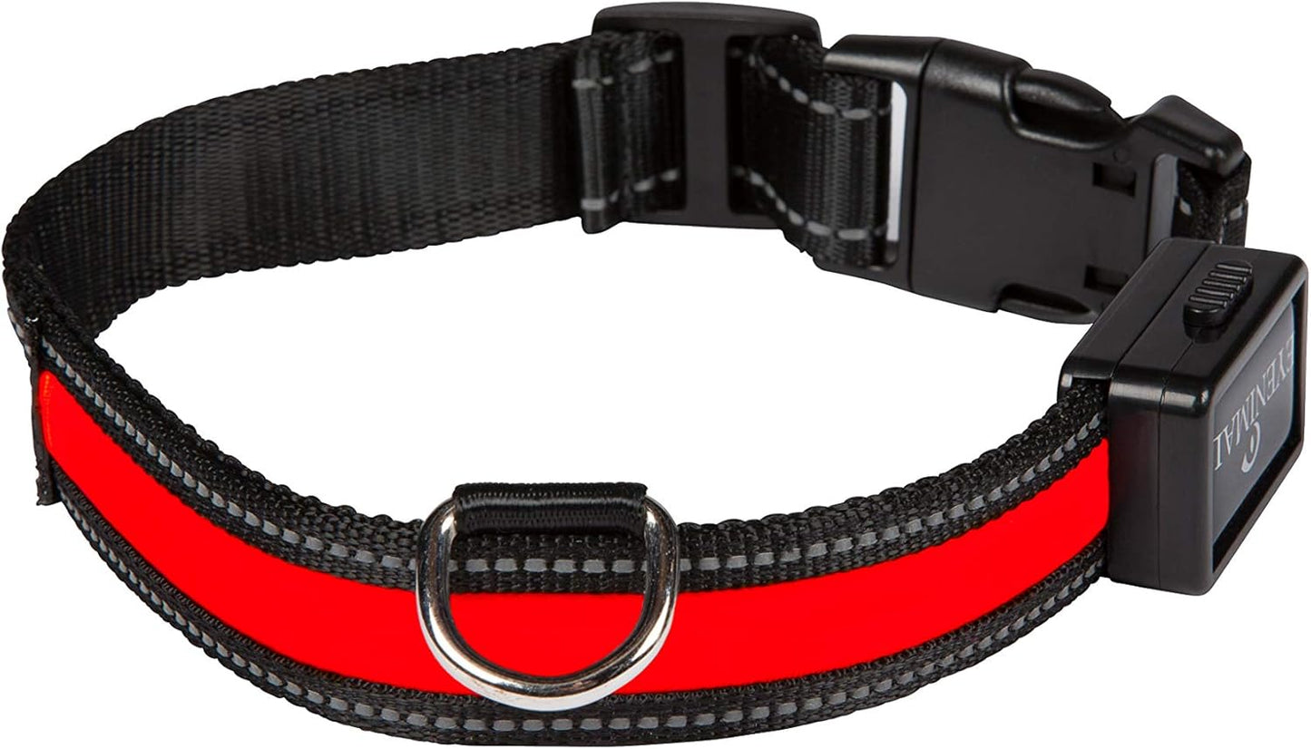 229090 - EYENIMAL Qafore Qeni me Ndriçim dhe Karikim USB, e Kuqe, 45-55 cm, Madhësia M