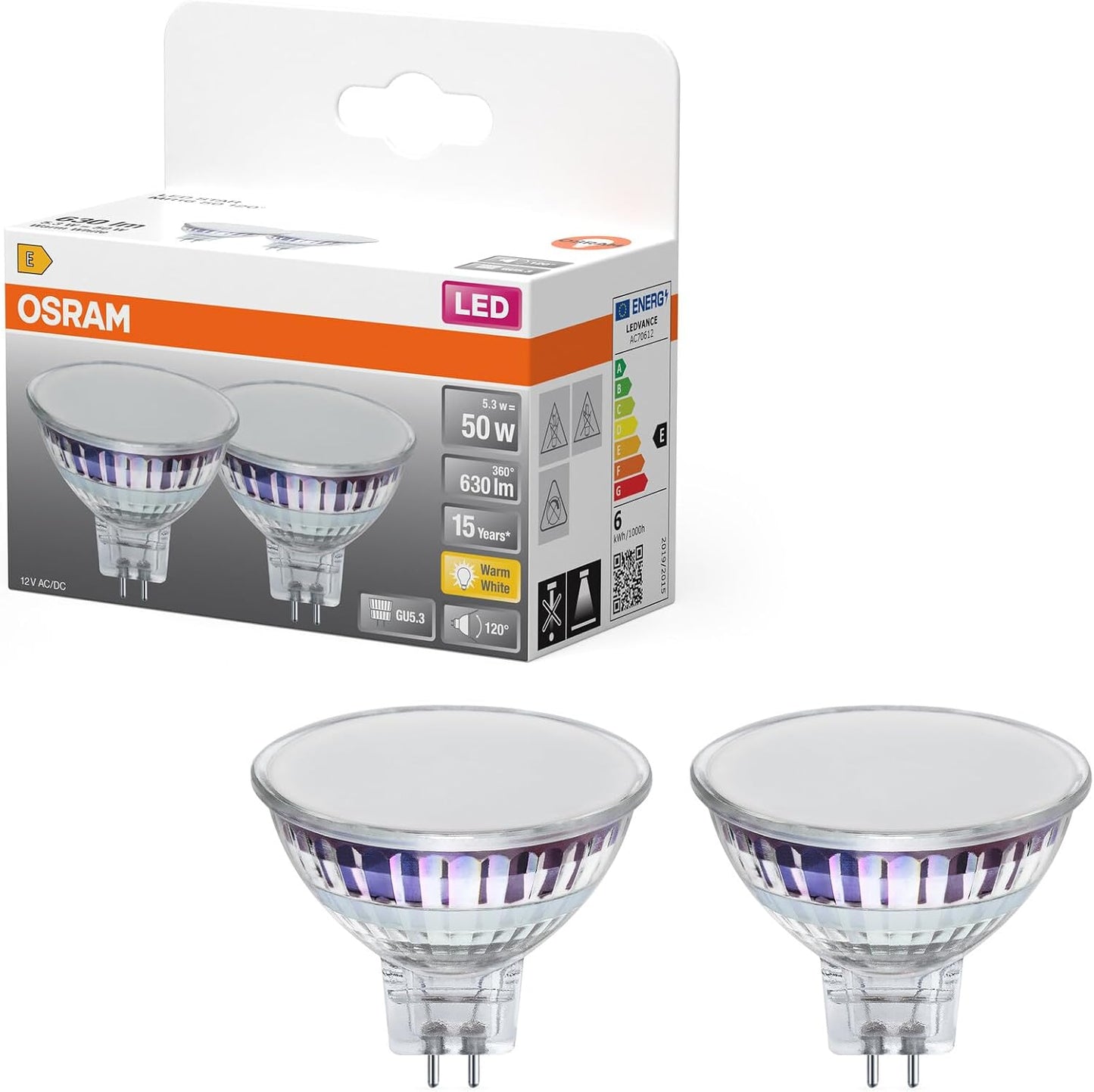 253468 - OSRAM Llambë LED Star MR16, 5.3W, 2700K e bardhë e ngrohtë, GU5.3, 120°, 630 lm, dizajn prej xhami, IP20