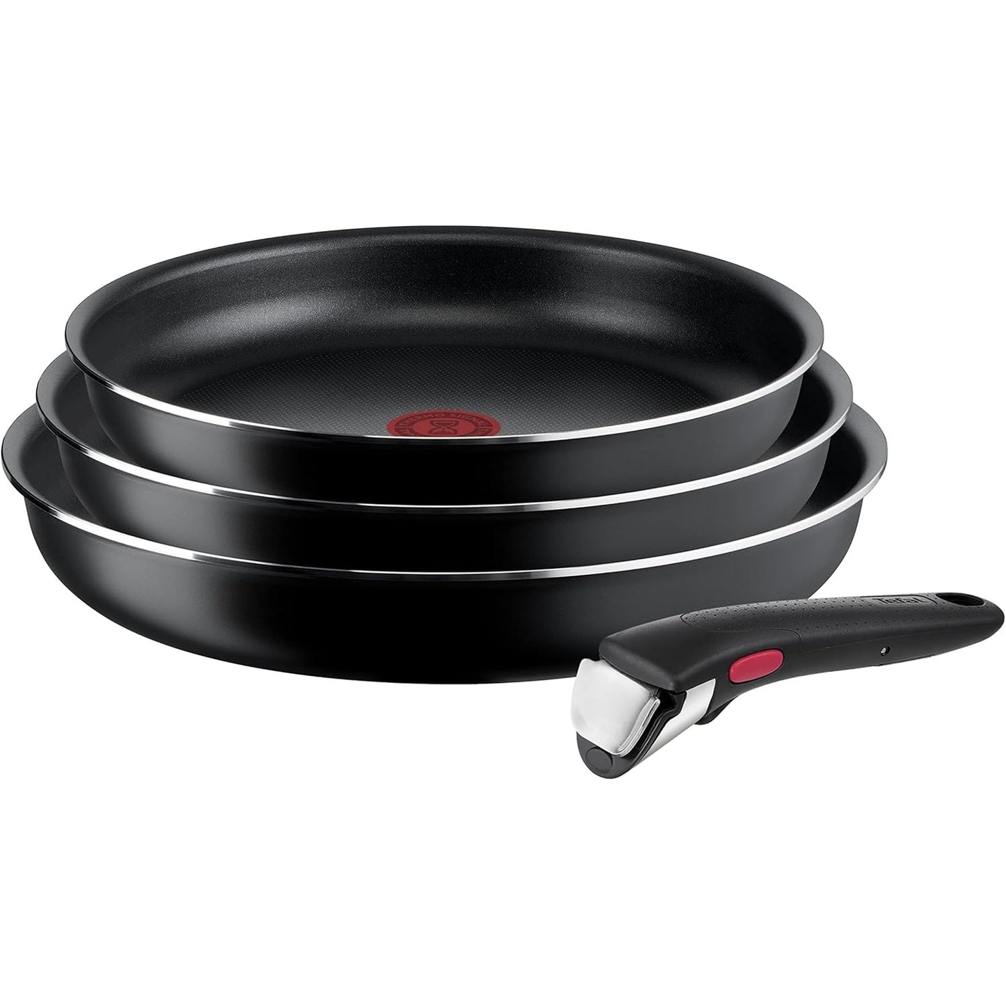 170150 - TEFAL: Set prej 3 Tiganësh Ingenio Easy On, 22/24/26 cm, Jo i Ngjitshëm, Prej Titaniumi, me TermoSignal, Dorezë e Lëvizshme, i Sigurt për në Lavastovilje dhe Furrë, Jo i Përshtatshëm për Induksion.