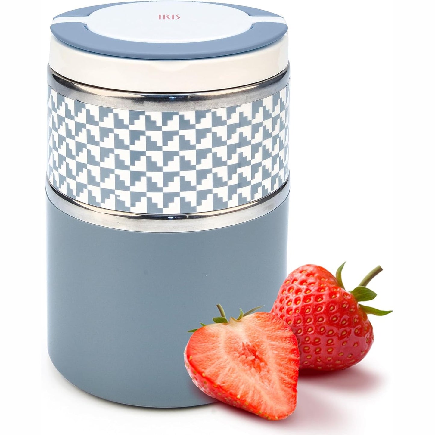 215635 - IRIS BARCELONA Kuti Dreke e Dyfishtë, Kuti Dreke Termike prej Çeliku Inoks, 2 Ndarje, Kapak dhe Dorezë e Izoluar, 900 ml Blu