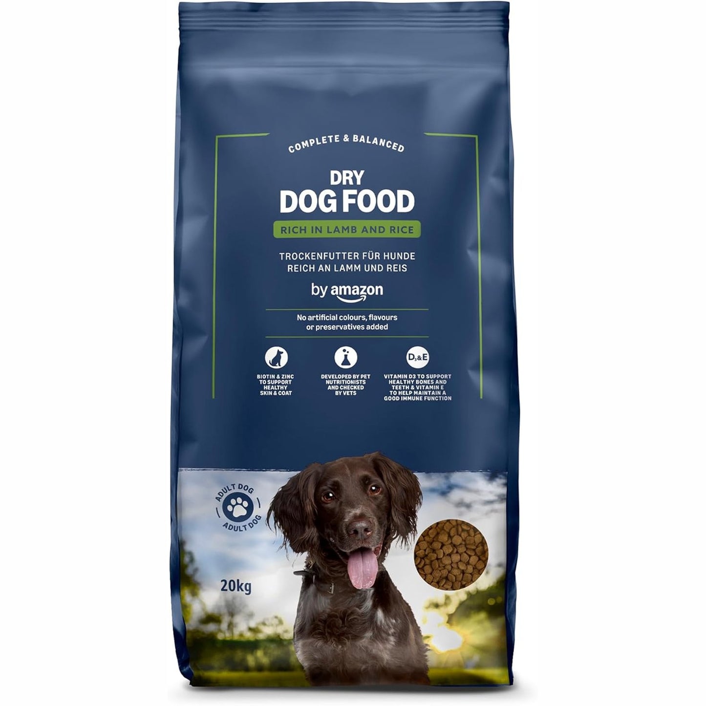 255498 - AMAZON Ushqim i plotë për qen të rritur, mish qengji dhe oriz, 1 pako prej 20 kg
