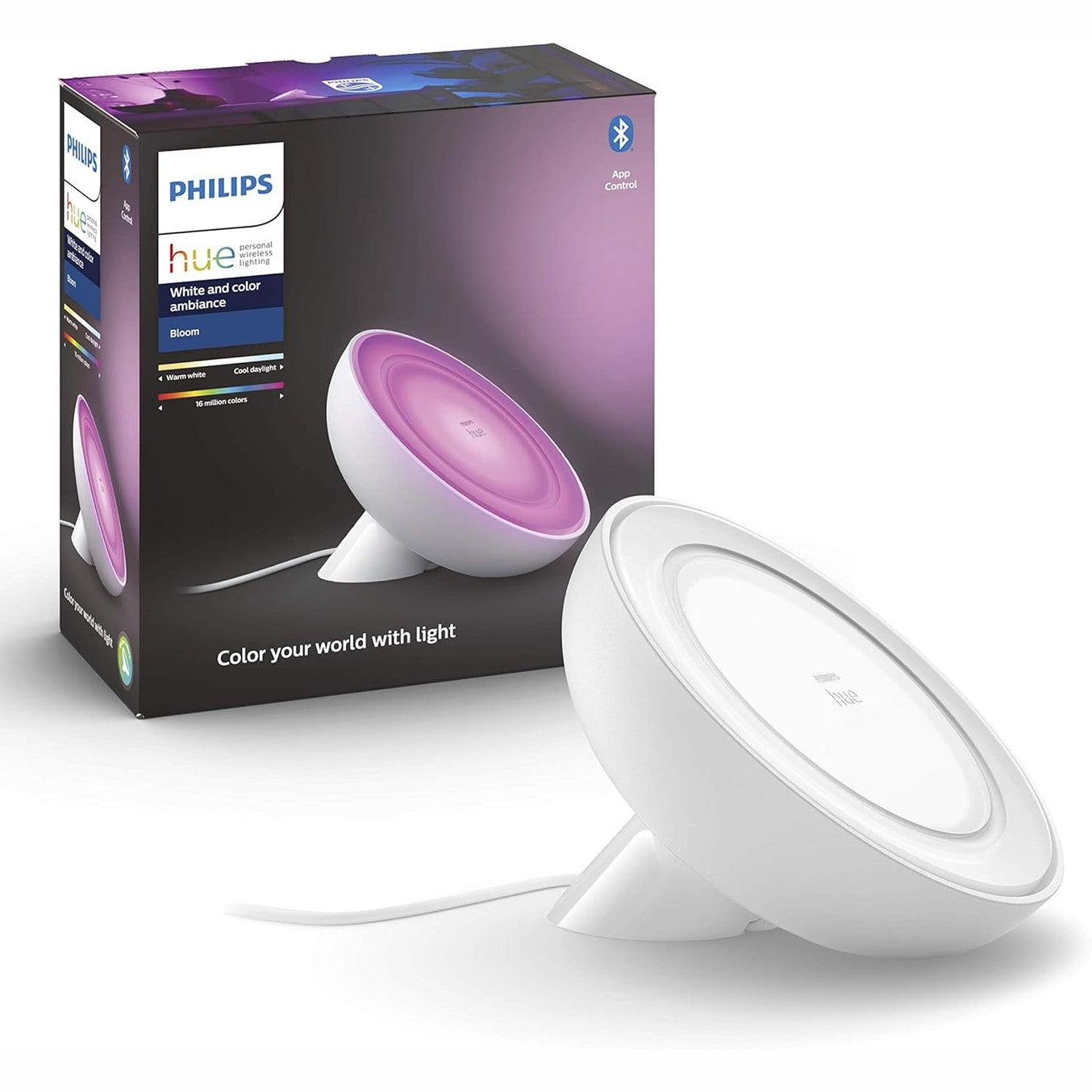 226153 - PHILIPS HUE Llamba White & Color Ambiance Bloom, gjenerata e 4-të, e bardhë, e pajtueshme me Bluetooth, funksionon me Alexa, Google Assistant dhe Apple HomeKit