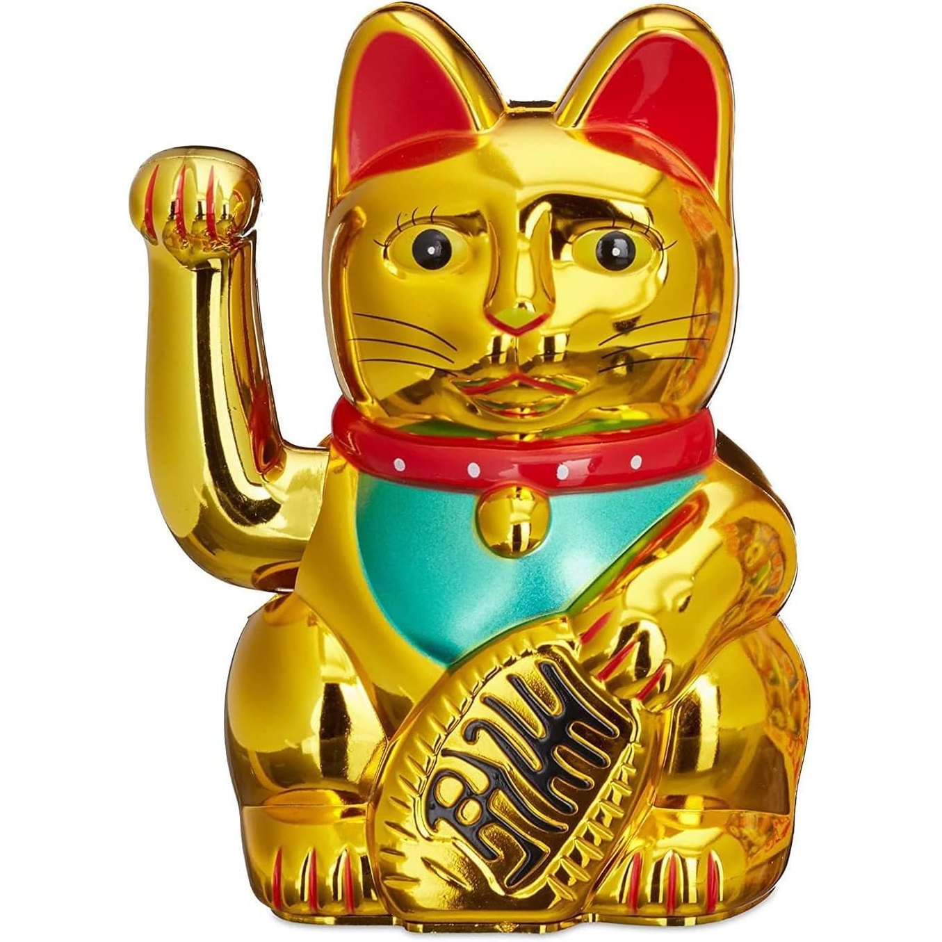 224122 - LILALEMON Dekorim Kinez Oriental Maneki Neko, 11.4 cm, me krah të lëvizshëm, mace e artë me fat