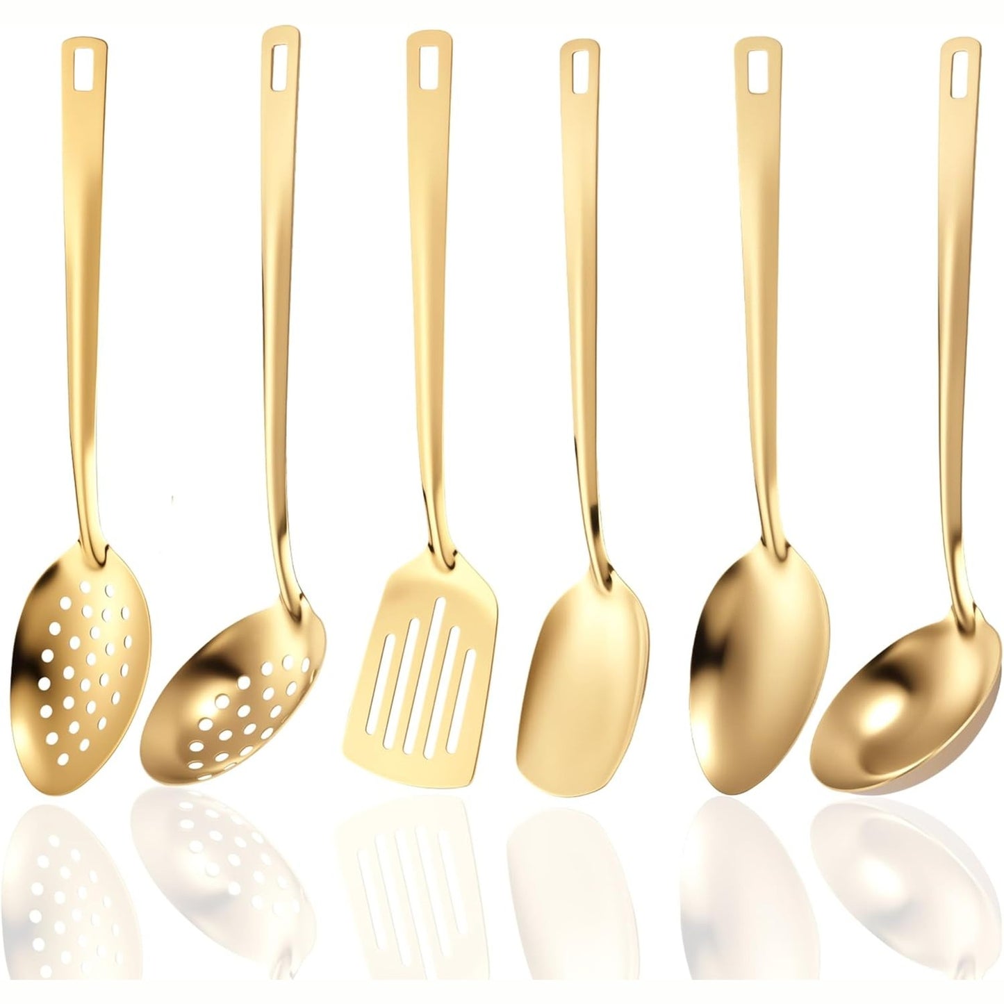 229449 - Set me 6 enë gatimi prej çeliku inox, i qëndrueshëm dhe rezistent ndaj ndryshkut, aksesorë kuzhine (ari)