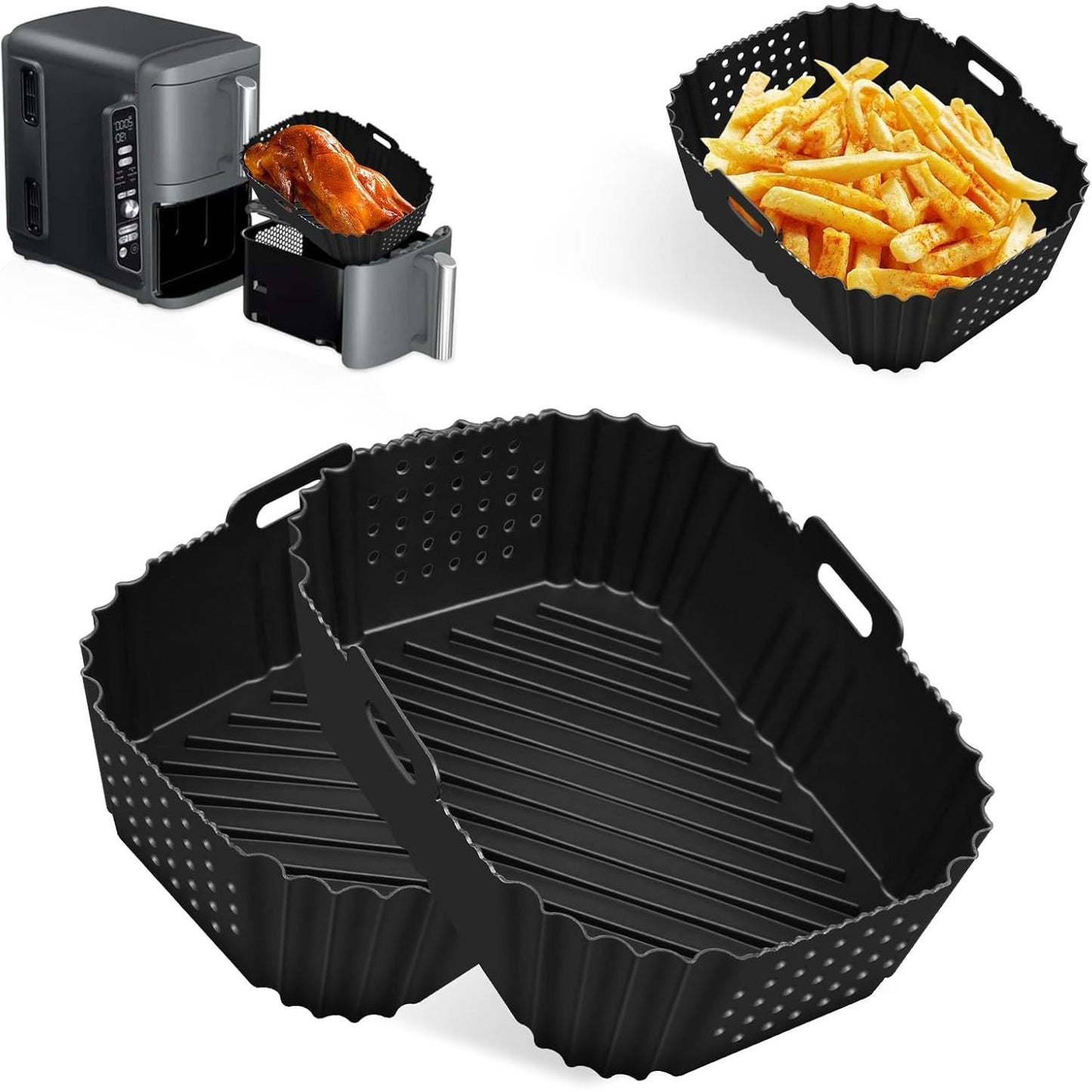 219442 - NINJA 2 x Futje Silikoni për Fritezë me Ajër për Ninja Double Stack XL, Hapje Anësore, të Klasit Ushqimor