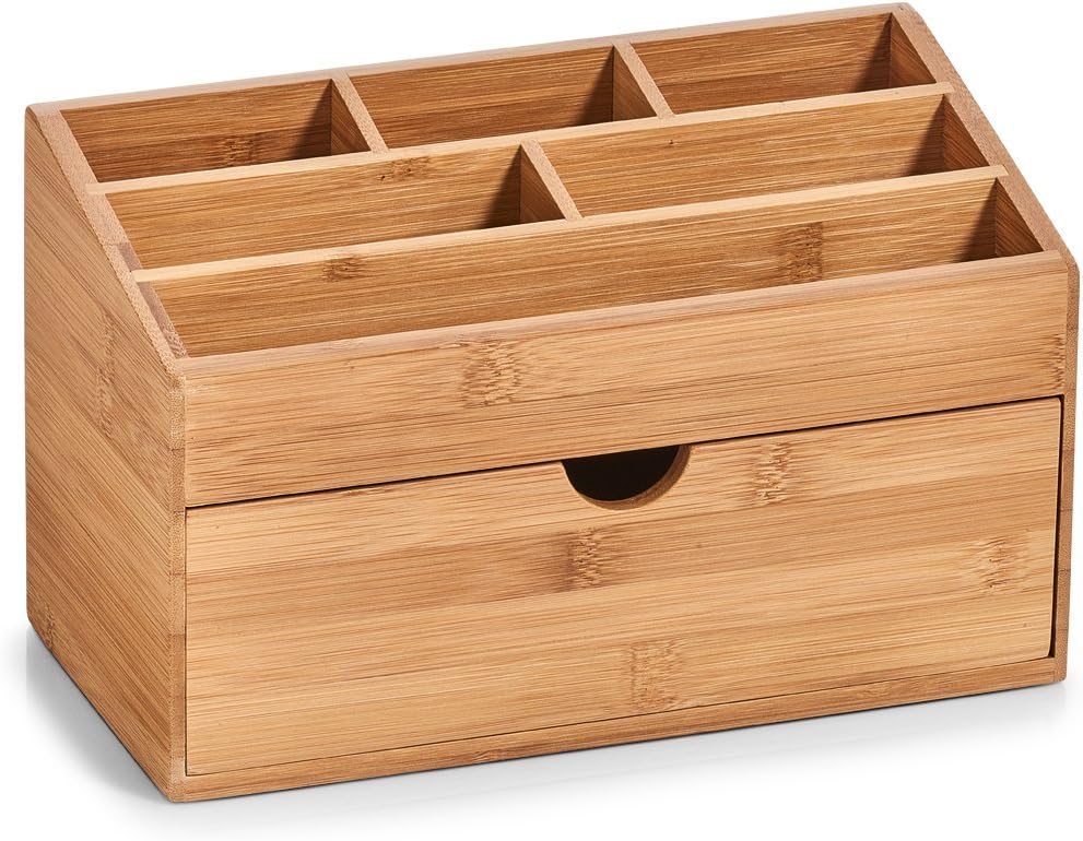 228278 - ZELLER 25386 Organizues me sirtar, bambu, 25.4 x 12.5 x 15 cm, kuti ruajtjeje për grim, kozmetikë ose tavolinë, natyrale