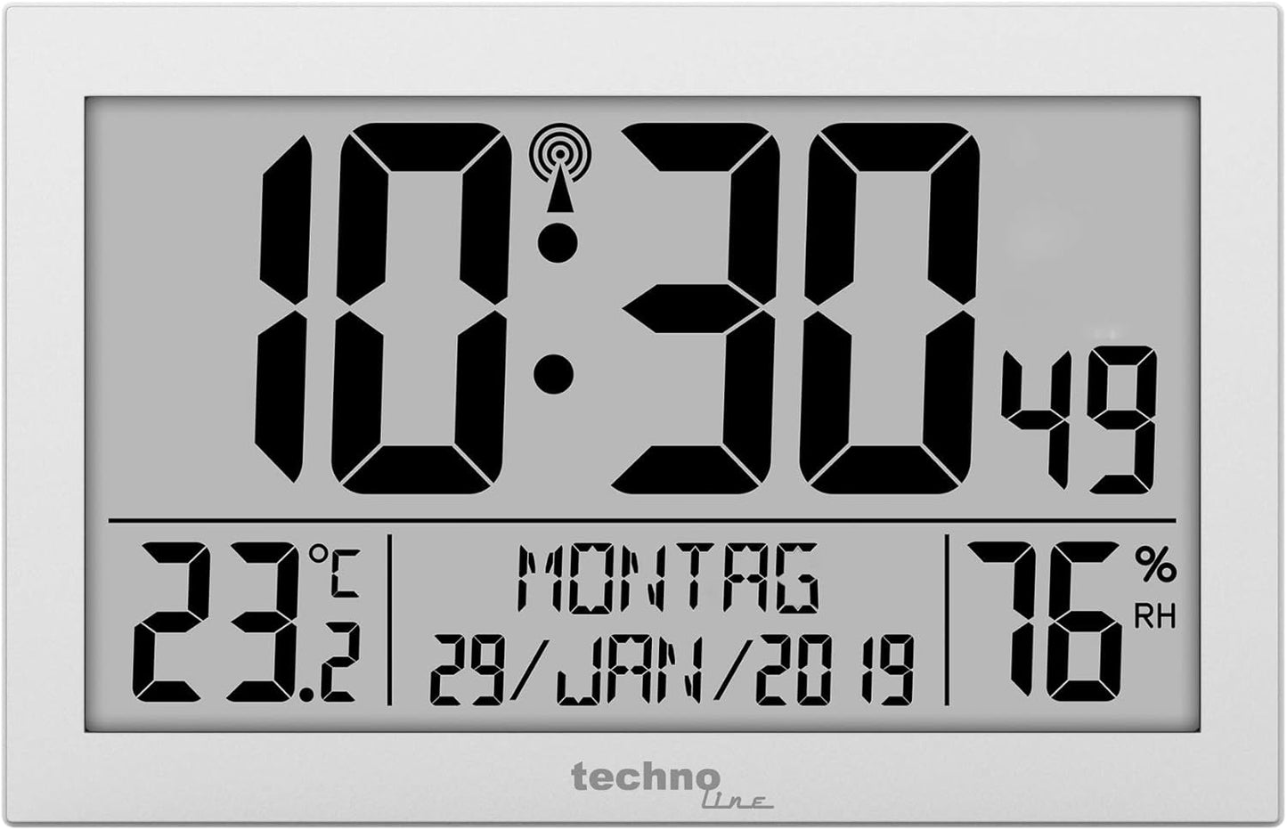 227306 - TECHNOLINE Orë me radio e kontrolluar, Materiali: Plastik, Argjend, Madhësia: 22.5 x 14.3 x 2.4 cm WS8016