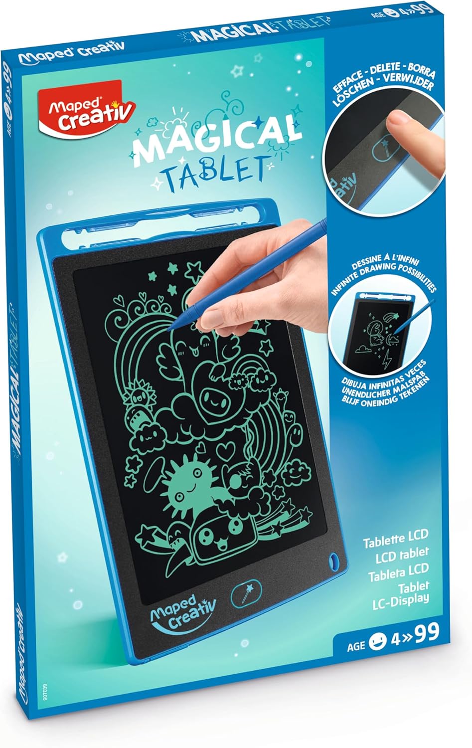 229228 - MAPED CREATIV Tablet Magic LCD + Stylus, Tablet Vizatimi që Fshihet, aktivitete kreative për fëmijë 4 vjeç e sipër, i Zi