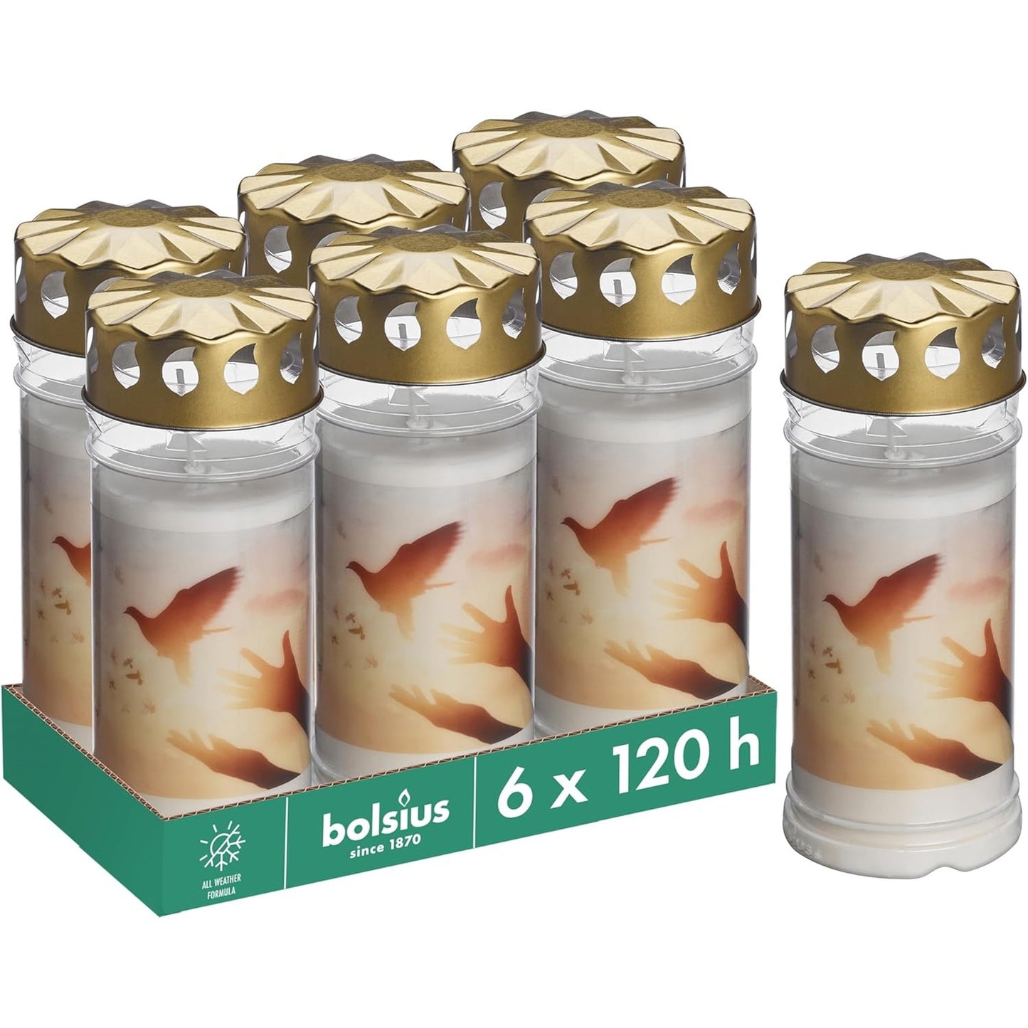 227601 - BOLSIUS Qiri Varri - I Bardhë - Set me 6 copë - Kohëzgjatja e djegies 120 orë - Pa aromë - Pa vaj palme - Nr. 5