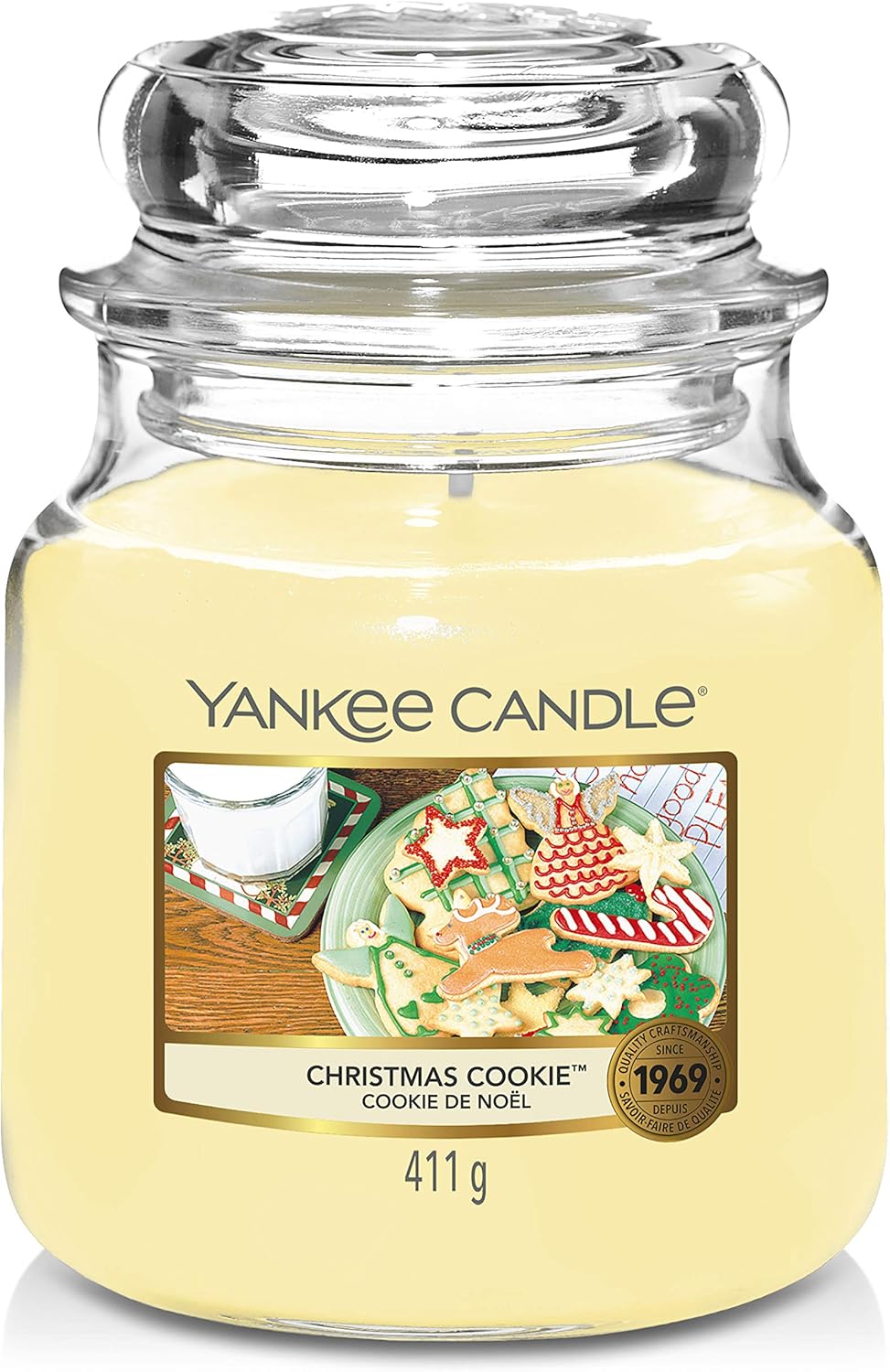 227847 - YANKEE CANDLE Qiri aromatik në kavanoz, madhësi mesatare, Biskotë Krishtlindjesh, deri në 75 orë kohë djegieje