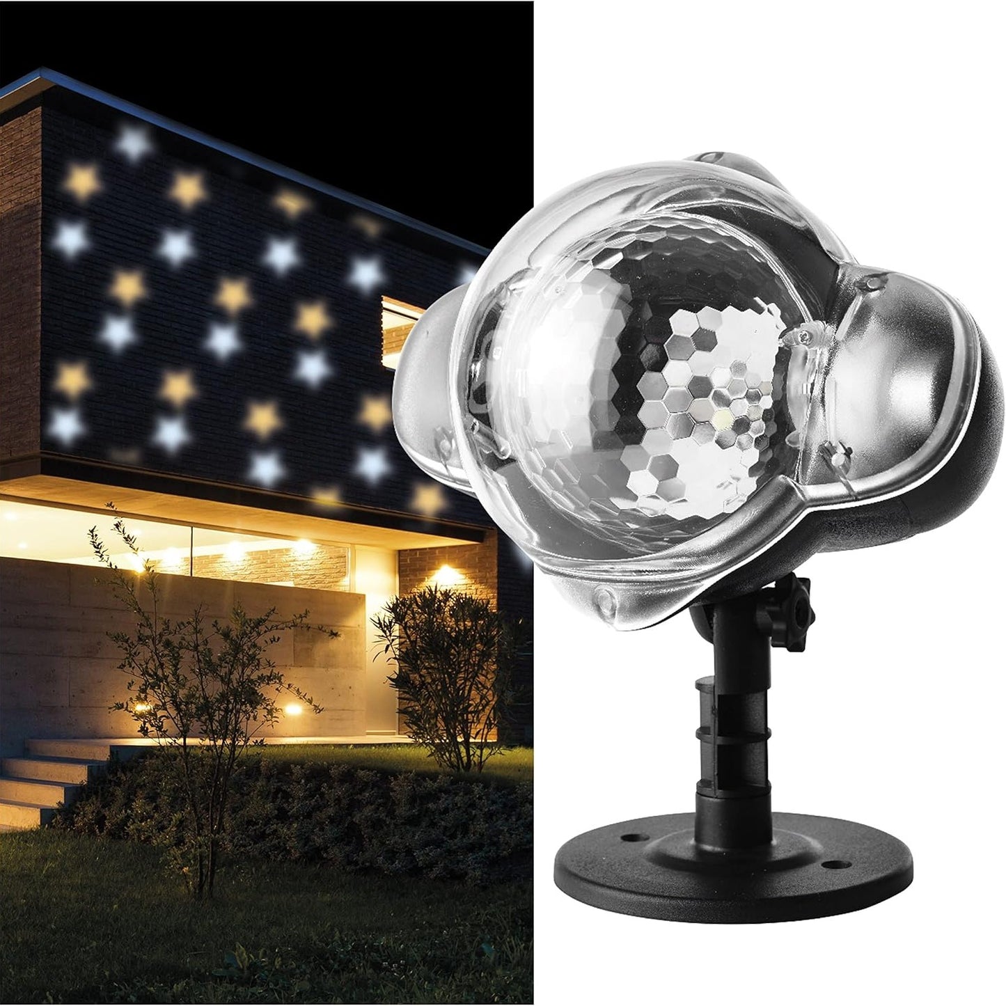 226777 - EMOS Projektor LED Star, yje të bardhë dhe të verdhë, IP44, ndriçim Krishtlindjesh për përdorim të jashtëm dhe të brendshëm, kabllo 3m, i zi, DCPN01