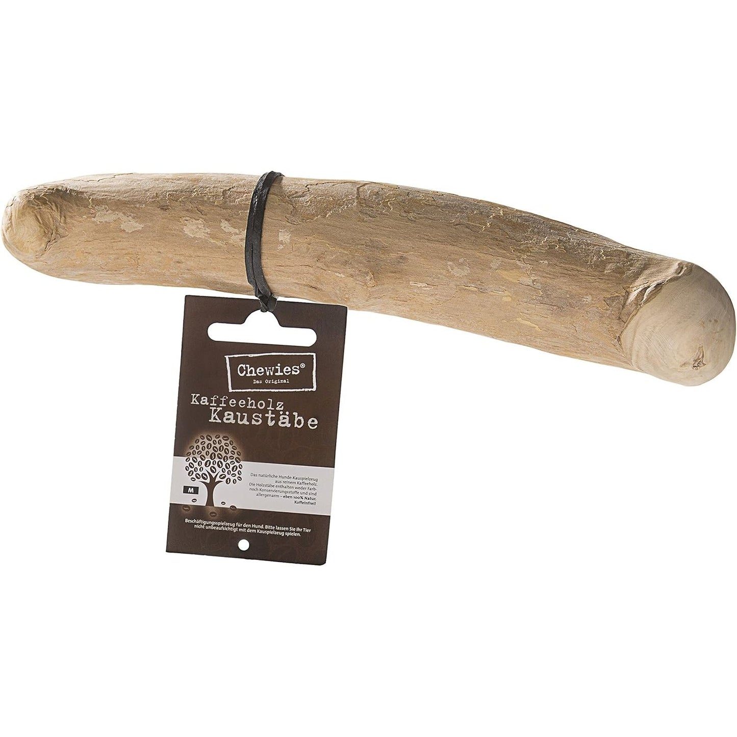 229570 - CHEWIES Lodër për Qen me Kockë Përtypëse, Dru Kafeje, 100% Natyral, Madhësia M, për qen deri në 20 kg, 042044