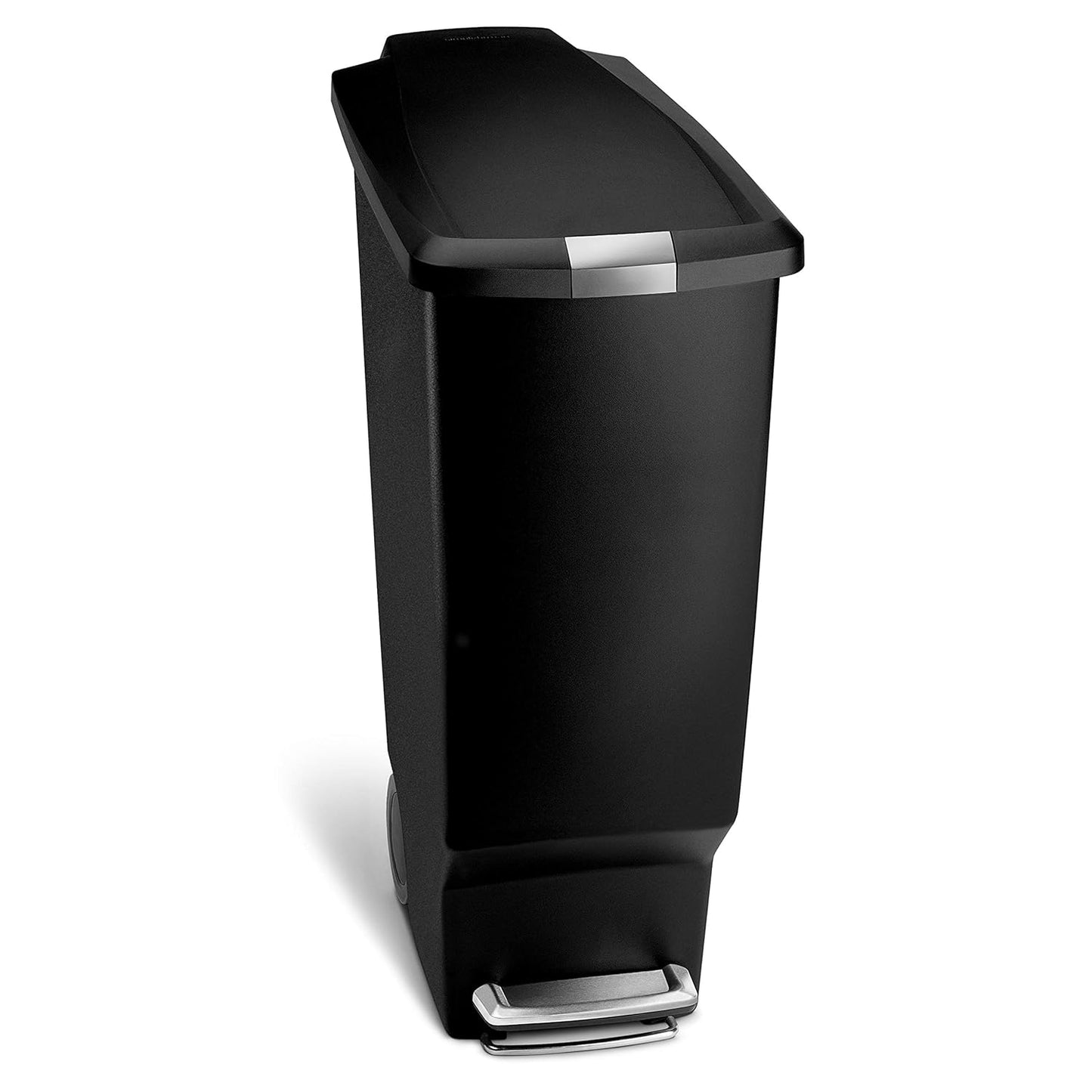 226760 - SIMPLEHUMAN CW1361 Kosh i Hollë Kuzhine me Pedale për Riciklim 40L, Kapak i Heshtur dhe i Butë, Rrota të Integruara, Plastikë e Zezë, Gjerësi 26.0cm x Lartësi 64.0cm x Thellësi 49.0cm
