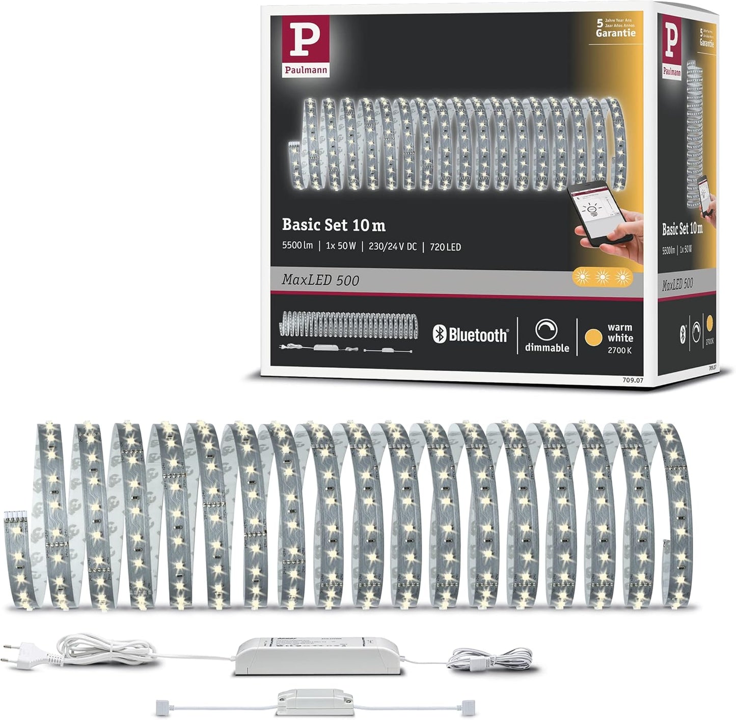 226093 - Paulmann 70907 Shirit LED SmartHome MaxLED 500, Bluetooth, 10 m, 53,5W
