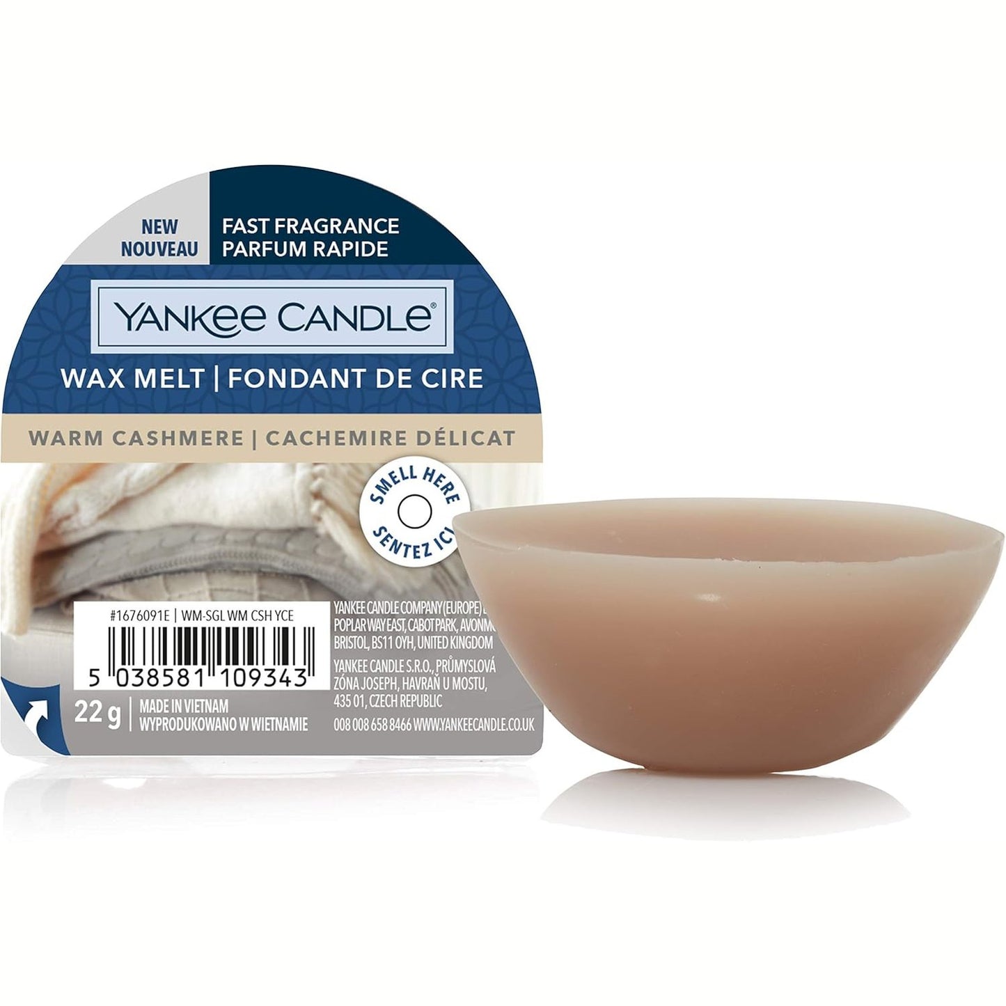 220716 - Yankee Candle Wax Melt, Dyllë Aromatike e Shkrirë | Kashmir i Ngrohtë | Koha e Djegies: Deri në 8 Orë | 1 Copë