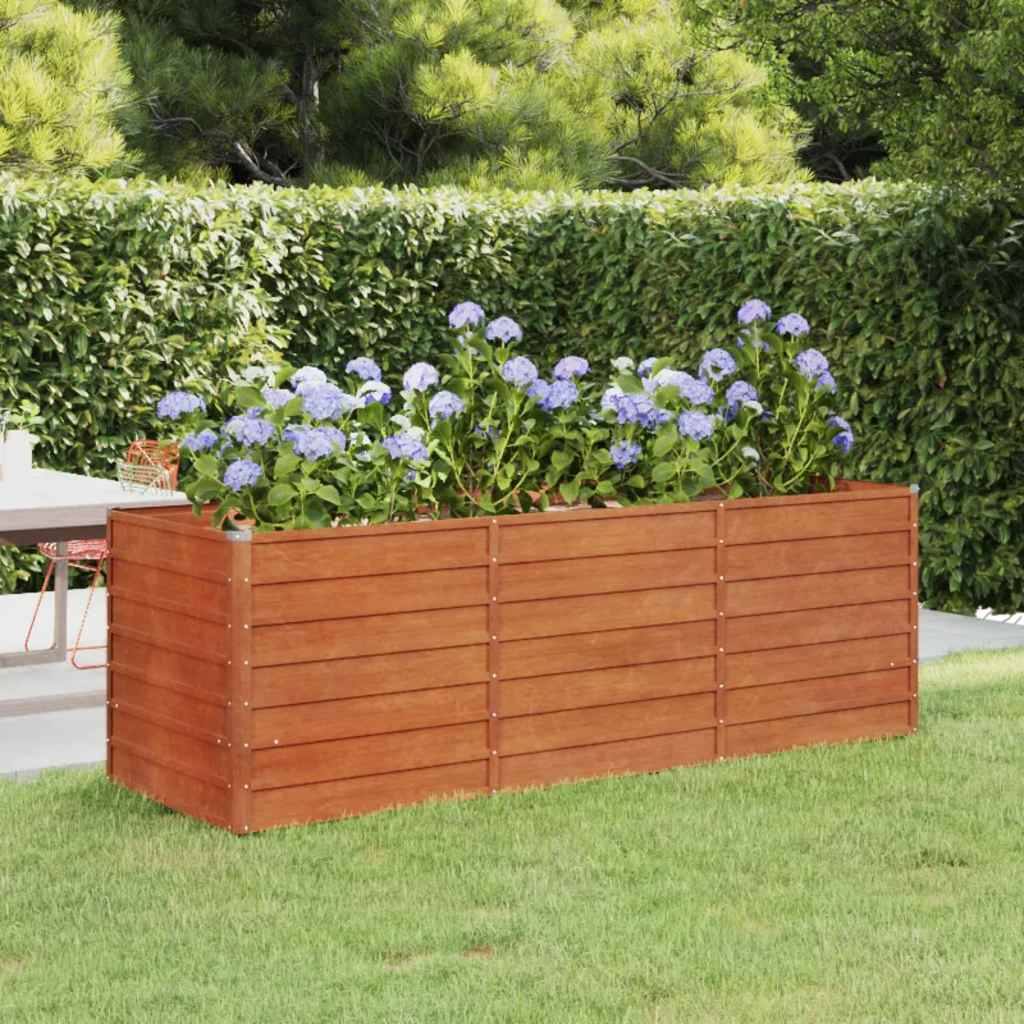 291603 - vidaXL Shtrat i Ngritur për Kopsht, i Rrënuar 240x80x77 cm, Çelik Corten