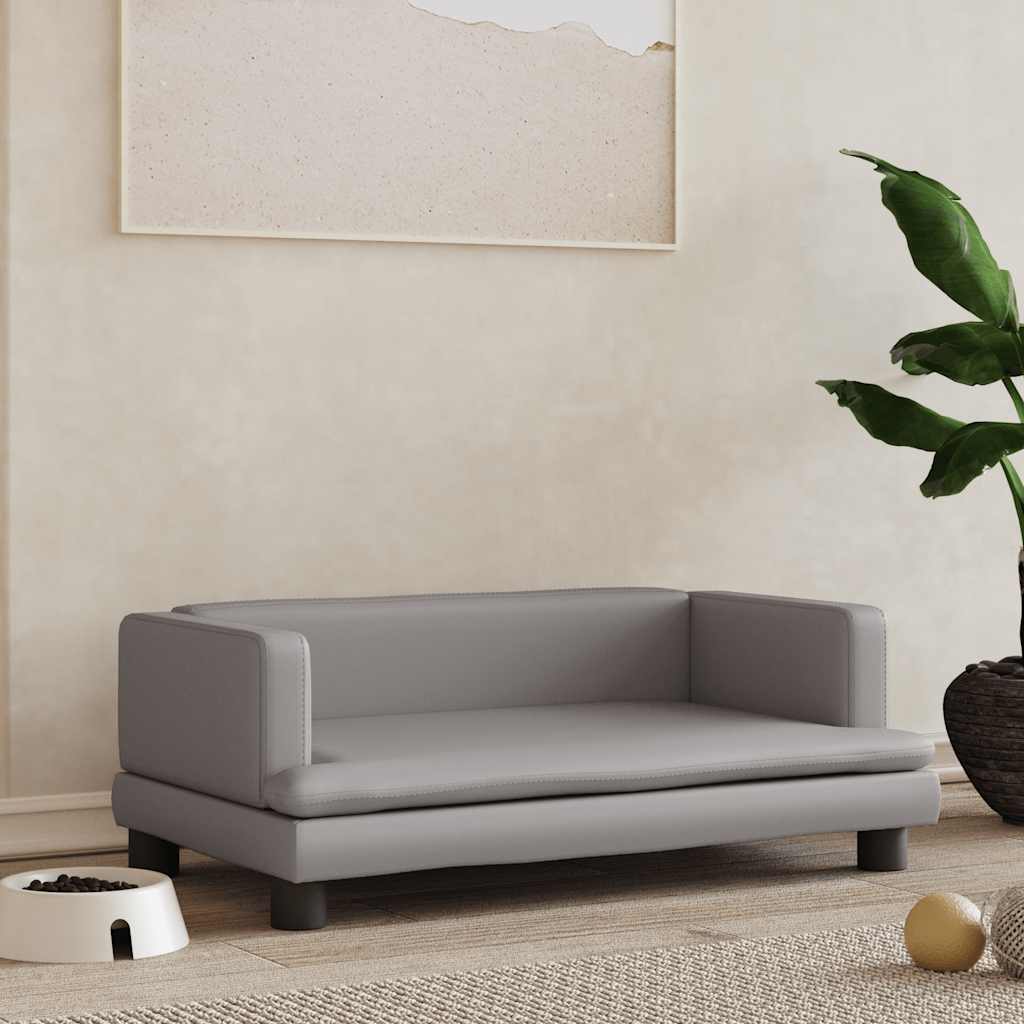 244365 - VIDAXL Shtrat Qeni Gri 80x45x30 cm Lëkurë Artificiale