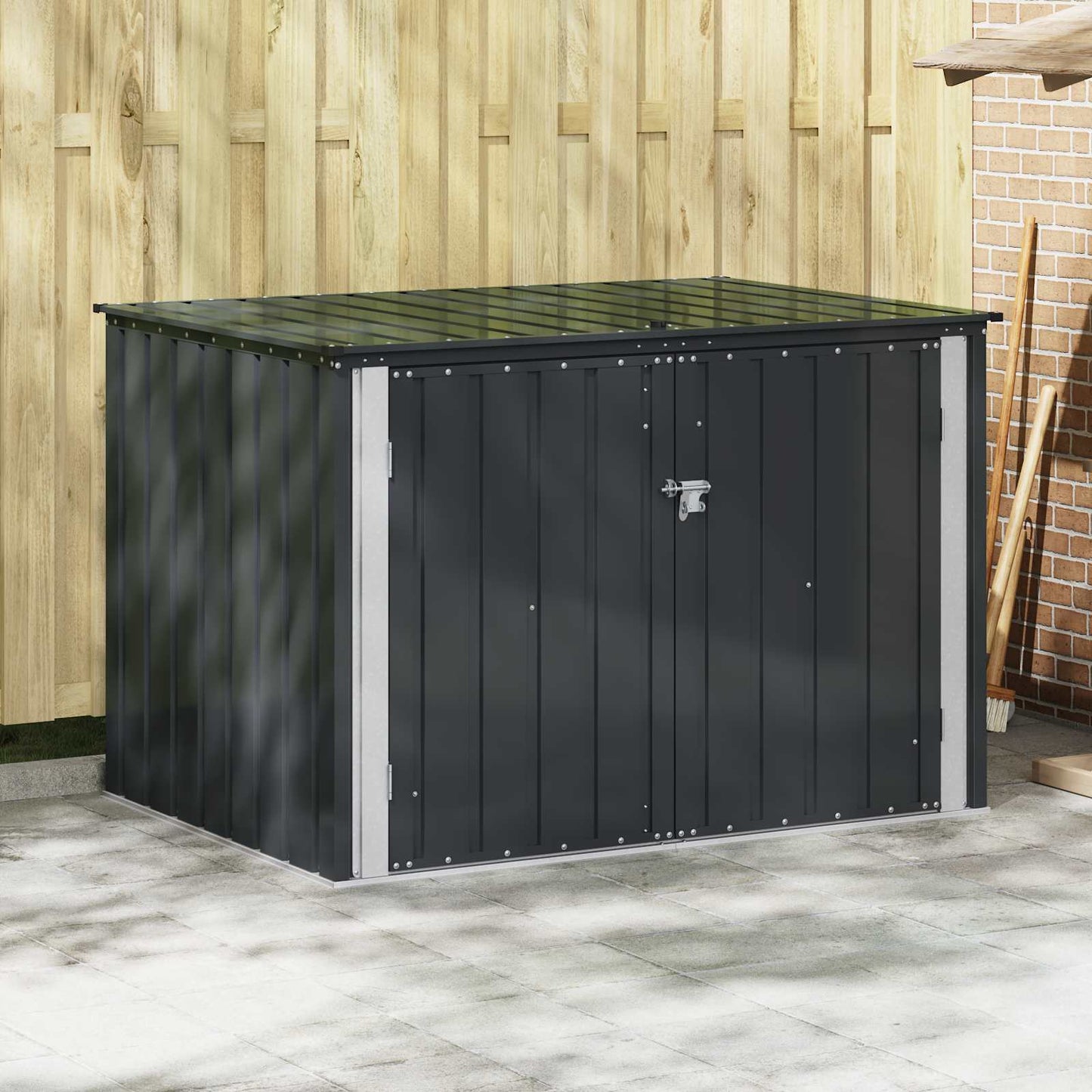 244740 - vidaXL Garden Storage Box Black 151.5 x 107 x 100 cm Steel