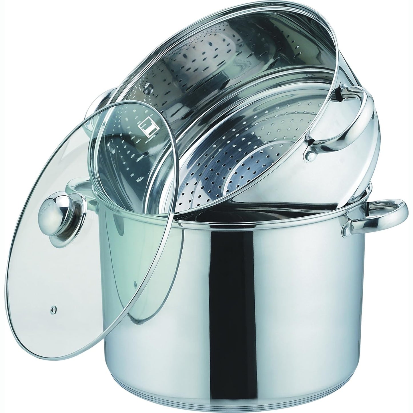 245559 - Kamberg Kuskus 3-në-1 Tenxhere/Avullore/Tavë, Diametër 24 cm, 8 litra, Çelik inox, Kapak qelqi