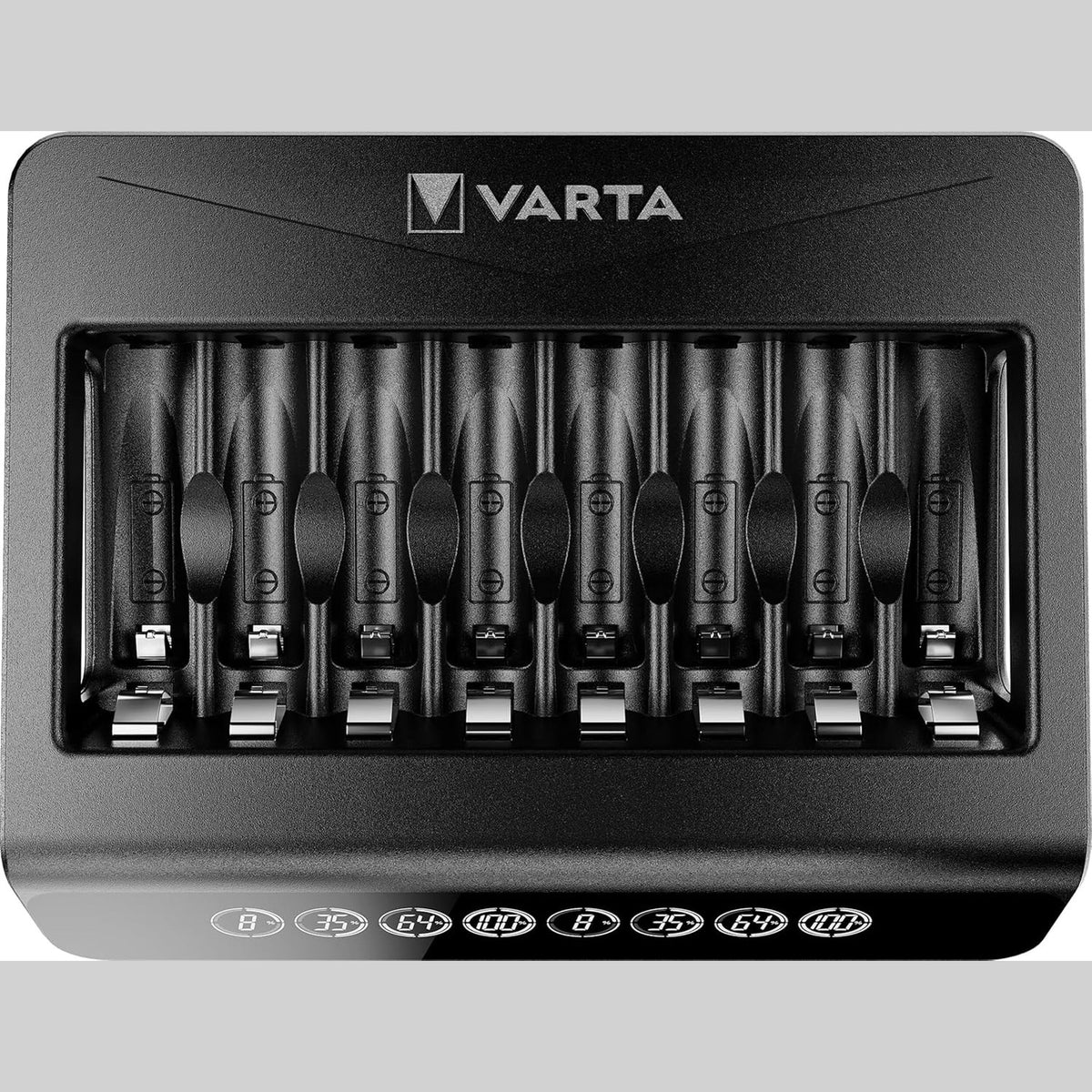 299586 - VARTA Karikues Baterie, i Rikarikueshëm për Bateri AA/AAA, deri në 8 Bateri, Karikues i Shumëfishtë LCD+, Vend Karikimi Individual