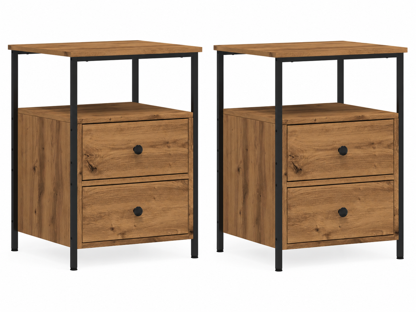 265619 - vidaXL Set me 2 Komodina për Dhomë Gjumi – Sonoma Oak, Dru i Përpunuar