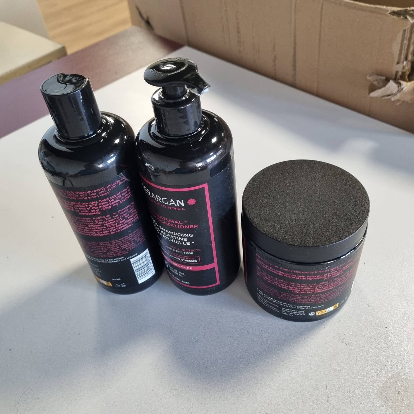 289586 - KERARGAN Shampo, Balsam dhe Maska me Keratinë Ultra Repair Trio, për flokë të dëmtuar dhe të stresuar, pa sulfate, OMGJ dhe silikon, 3 x 500 ml