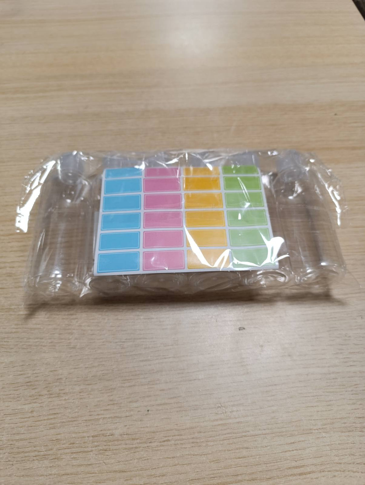 318657 - ROMON Set shishesh udhëtimi plastike transparente me 6 copë 100ml, 2 kanale, 24 etiketa udhëtimi, aksesorë për bagazhe dore, lëngje dhe kozmetikë