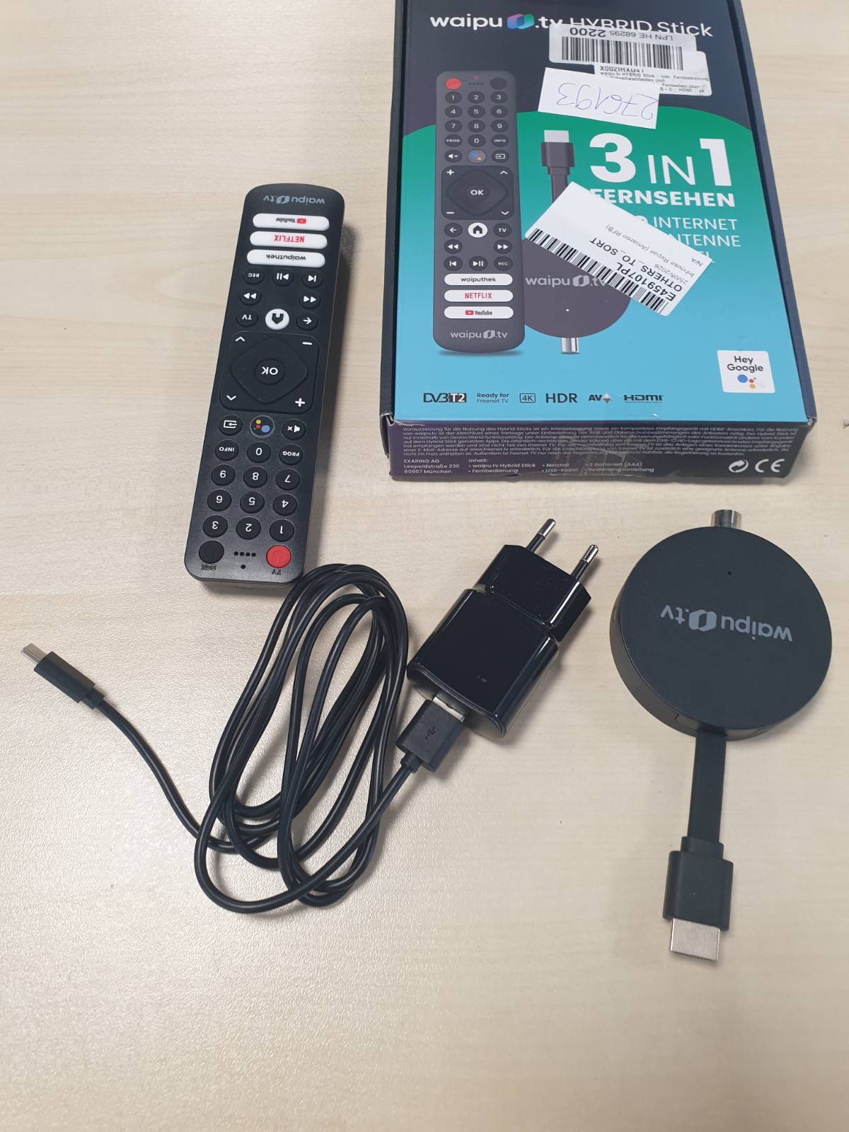 276193 - WAIPU.TV - HYBRID Stick - Telekomandë me butona zgjedhjeje të shpejtë - Shikoni televizor nëpërmjet Wi-Fi, DVB-T2 dhe DVB-C - HDMI - 4K - HDR