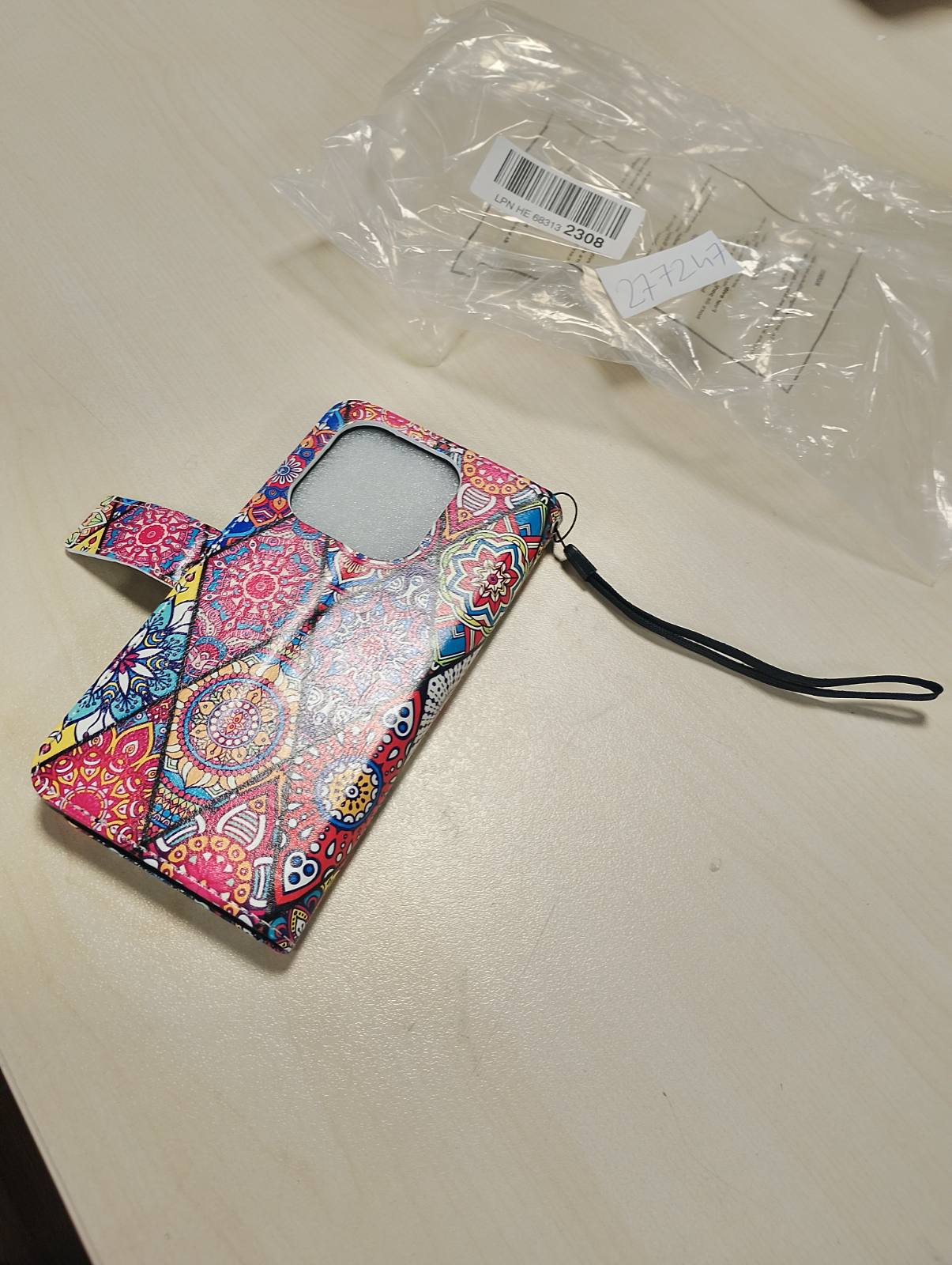 277247 - CHOOS EU Mbrojtëse lëkure për Xiaomi Redmi Note 14 4G me portofol silikoni, mbrojtëse nga goditjet dhe dizajn folio, funksion mbështetëse - Mandala