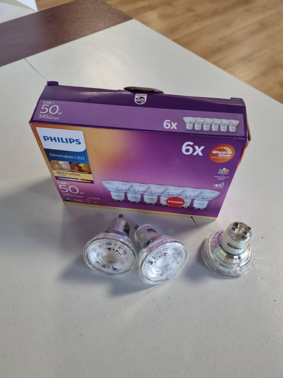 306324 - PHILIPS Llambat LED Classic GU10, pako me 6 llamba, 50 W, ndriçim të ngrohtë, reflektorë LED, të errësueshme
