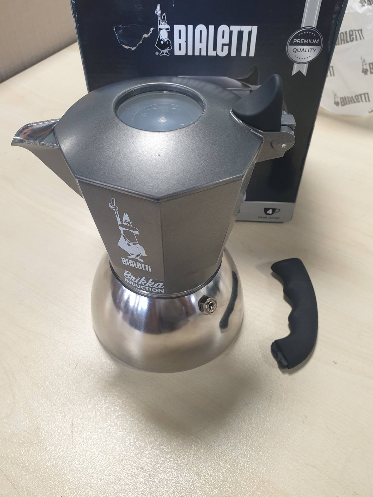 183224 - BIALETTI Brikka - Makinë Induksion Kafeje, 4 Filxhanë (170ml), Përshtatshme për të Gjitha Llojet e Sobave, Argjendi