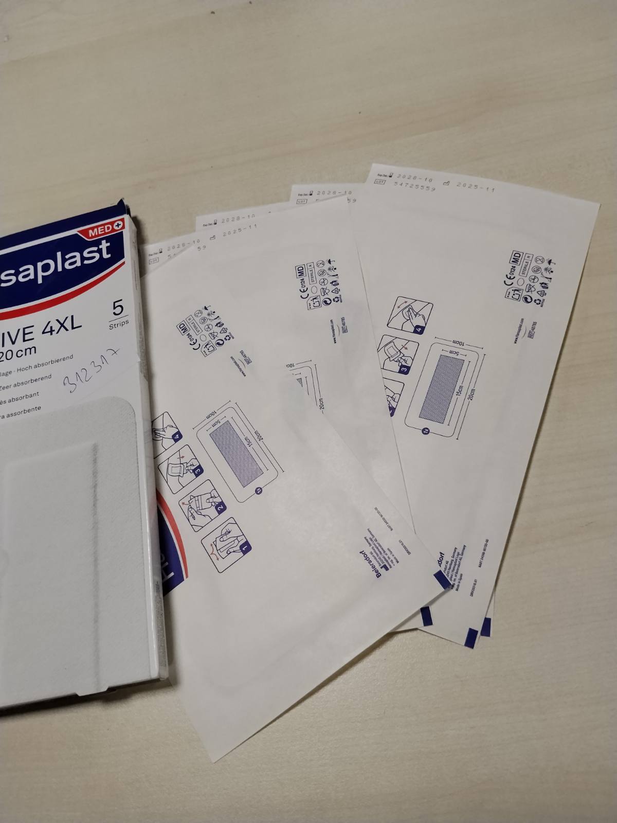 312317 - HANSAPLAST SENSITIVE 4XL, Fasha për mbrojtjen e plagëve mesatare-të mëdha, Fasha sterile pa lateks, 1 pako me 5 copë 10 x 20 cm