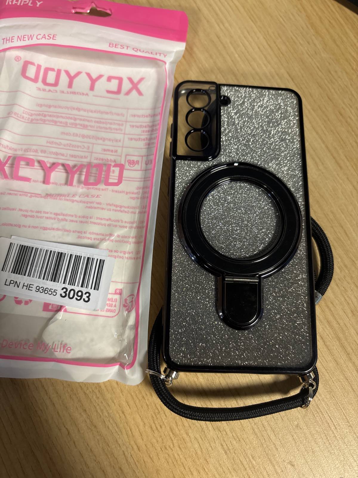 267452 - Samsung Kalim 5G Mbulesë me shkëlqim dhe kordon, Mbulesë transparente prej silikoni TPU rezistente ndaj goditjeve me rrip qafe