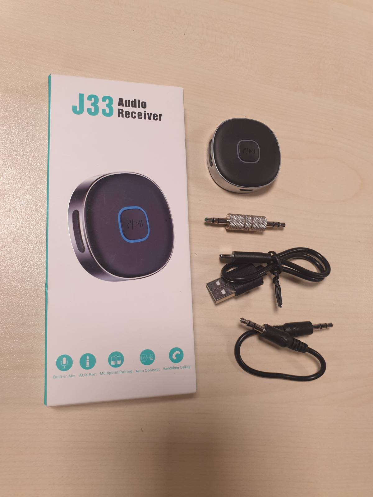266850 - NEUTYPECHIC Marrës Bluetooth Aux 5.3, Fole Bluetooth Aux për Makinë 3.5 mm, Adaptues Bluetooth me Mikrofon, Lidhje e Dyfishtë