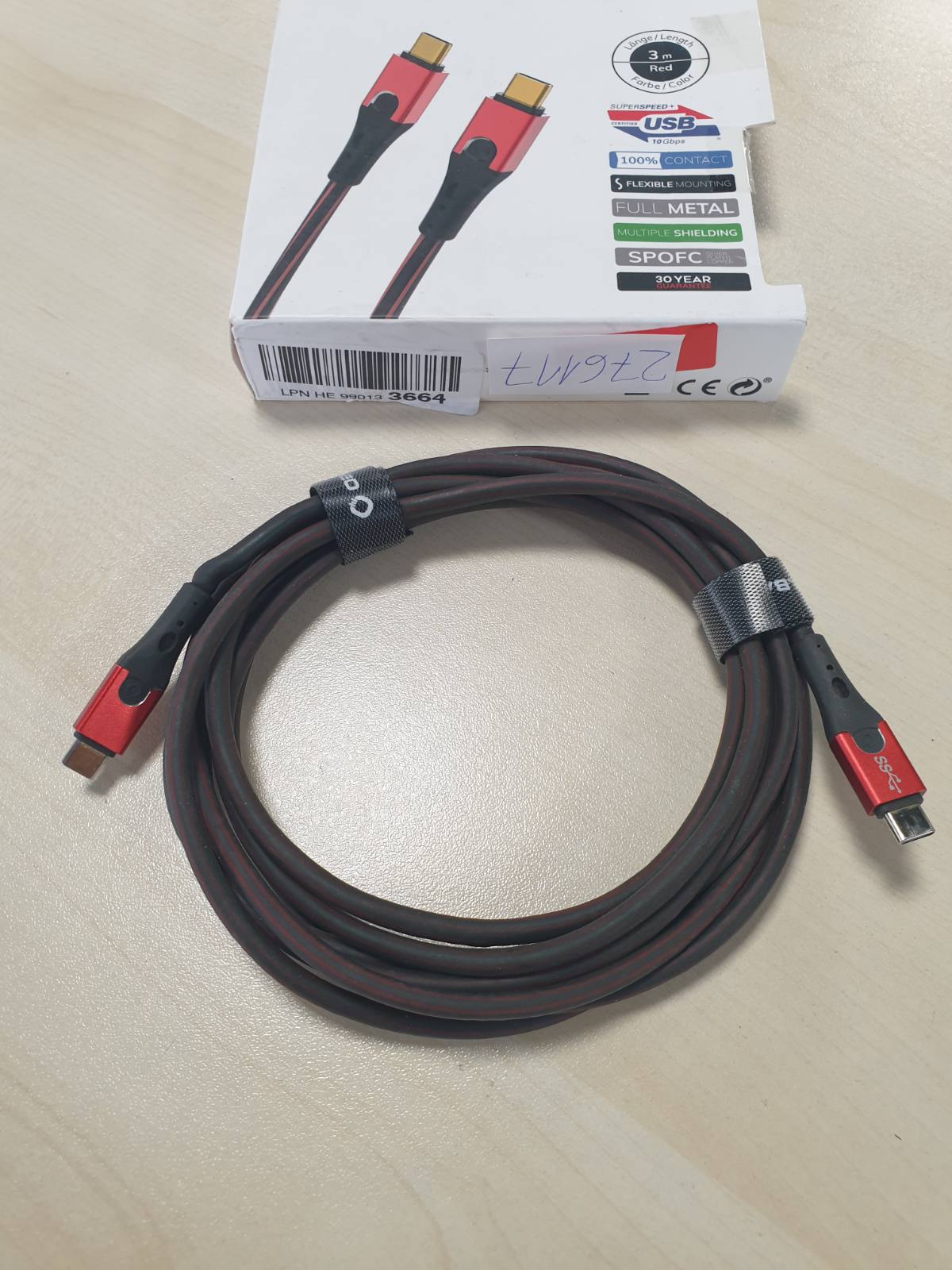 276117 - OEHLBACH USB-EVOLUTION CC - Kabllo USB 3.1 USB-C në 3.1 USB-C me cilësi të lartë, SPOFC, mbështjellës PVC, Kabllo karikimi dhe të dhënash, i zi/i kuq, 3m