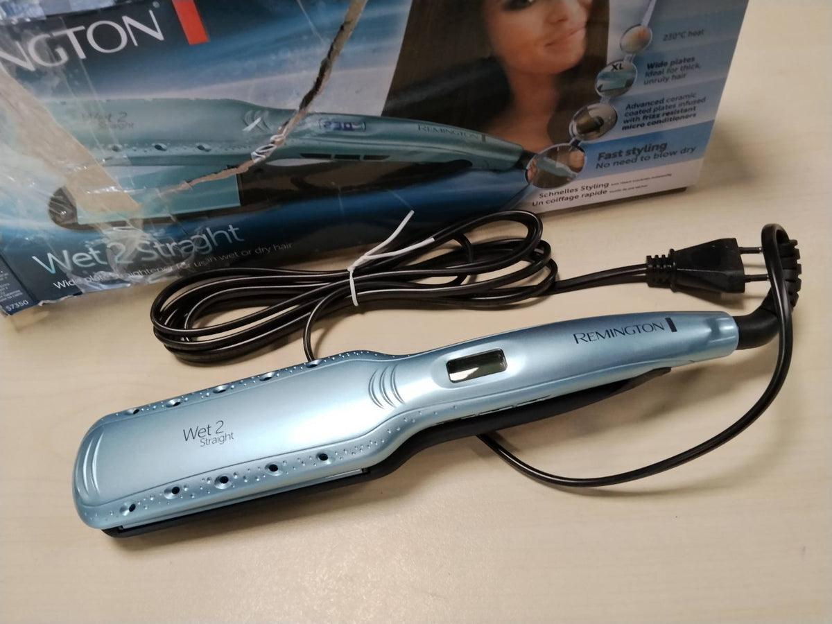 301838 - REMINGTON Pjastër flokësh Wet2Straight e gjerë, 140-230°C, S7350, ngjyrë turkeze