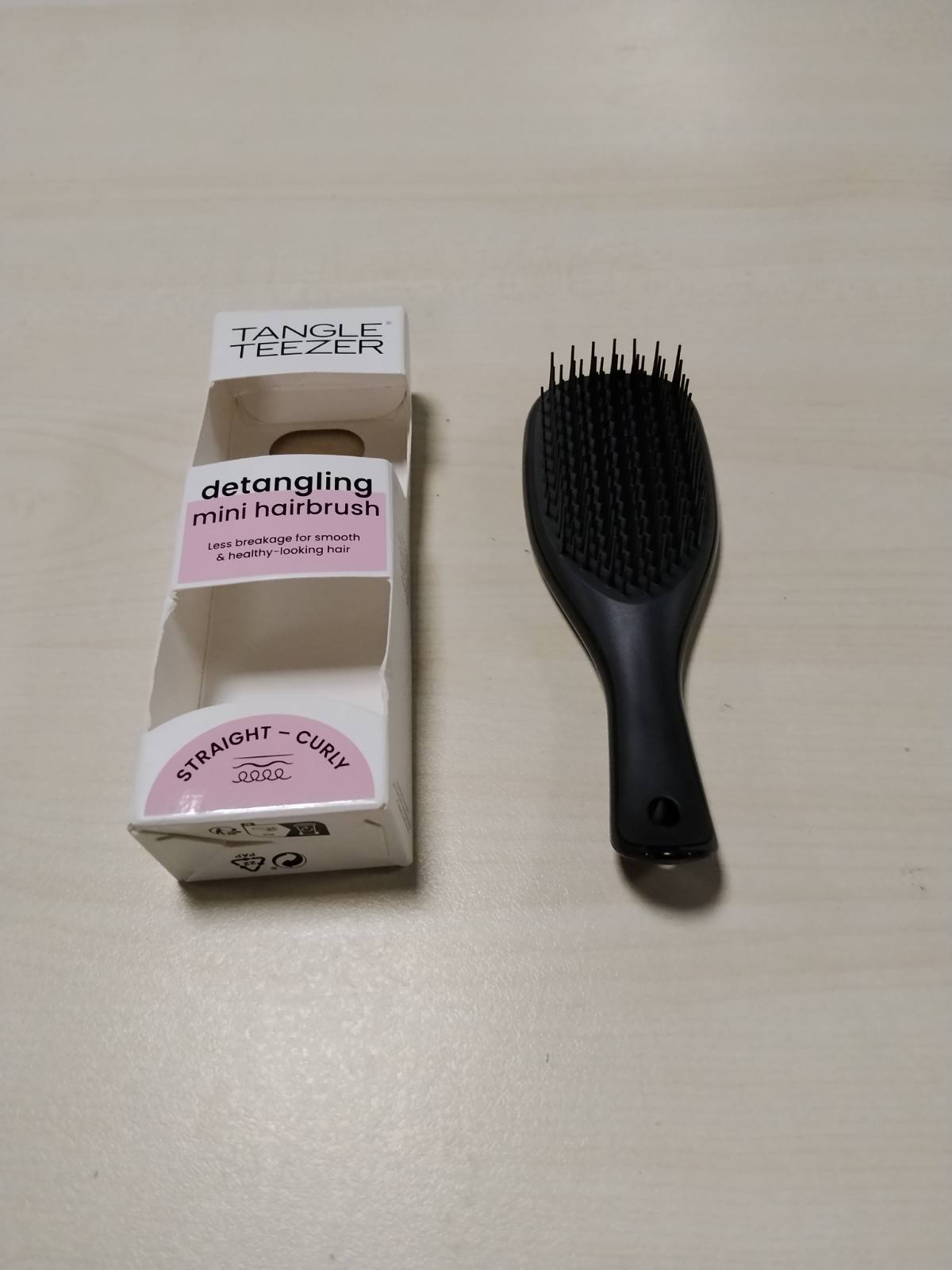 301242 - TANGLE TEEZER Ultimate Detangler i Vogël - 20 cm - Për Flokë të Lagur dhe të Tharë - Furçë Detangler për të Gjitha Llojet e Flokëve - E Zezë