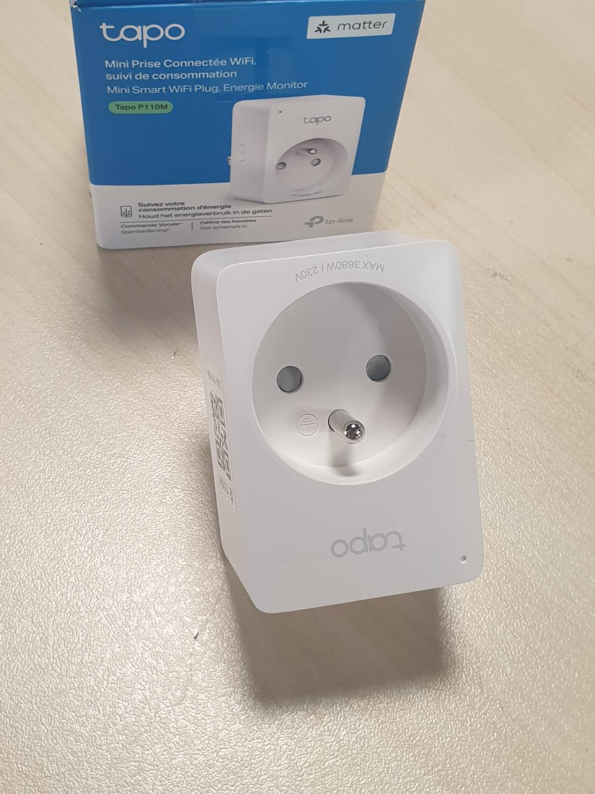 268723 - TAPO Prizë inteligjente Wi-Fi Matter, Gjurmim Energjie, 16 A, Tipi E, e pajtueshme me Apple Home, Alexa dhe Google, Kontrollon Ventilatorët dhe Kondicionerët, Tapo P110M