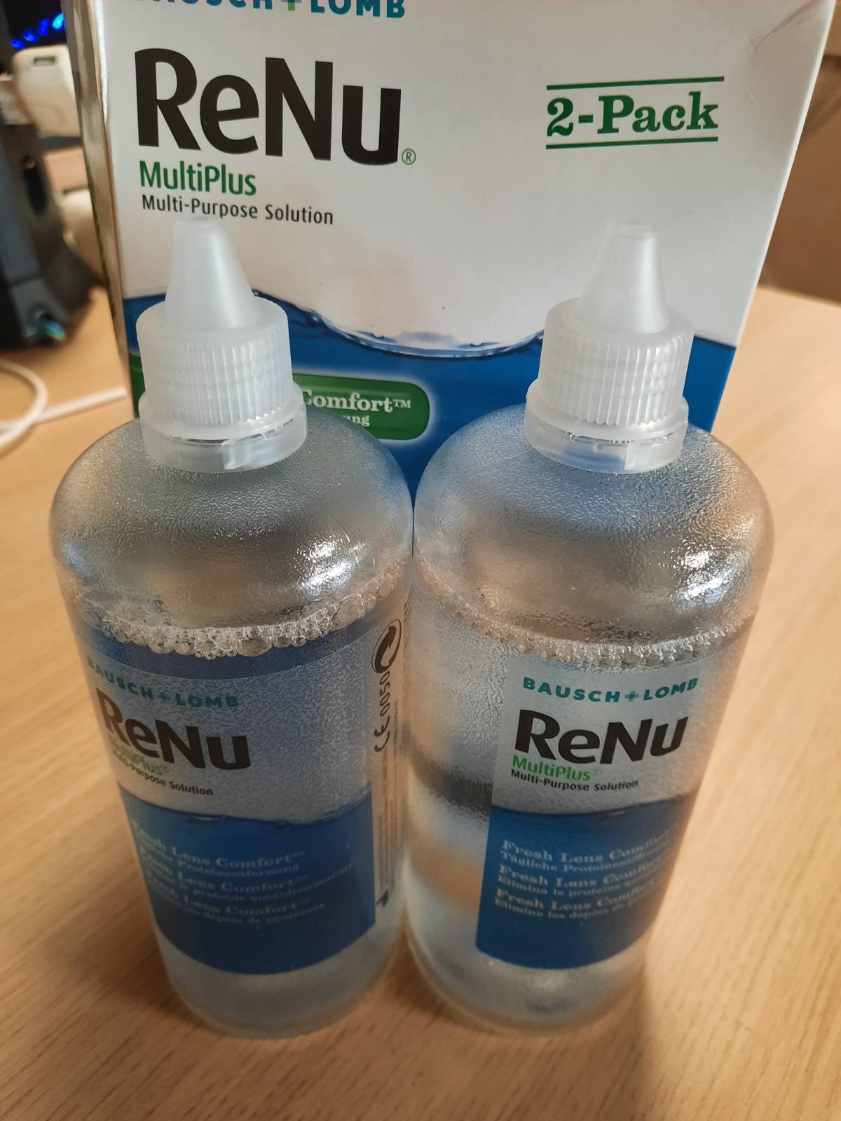 302162 - BAUSCH + LOMB Tretësirë e kombinuar ReNu MultiPlus me heqës proteinash, Pastrues për lente kontakti, Tretësirë për ruajtje, Lente të buta, Pako me 2 copë, 2 x 360 ml