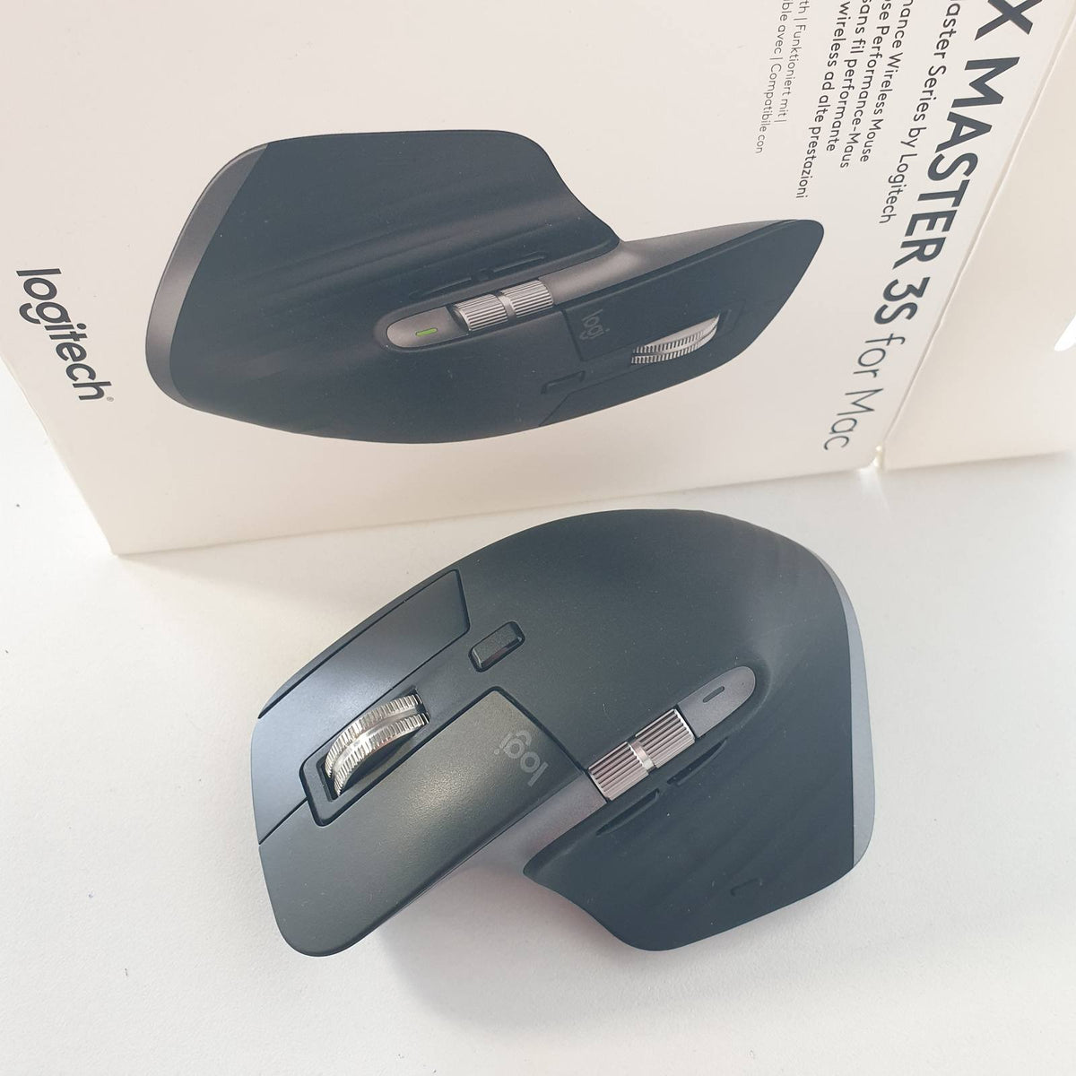 299018 - LOGITECH MX MASTER 3S Maus pa tel ergonomik, 8K DPI, funksionon në xham, USB-C, Bluetooth - Gri Hapësirë