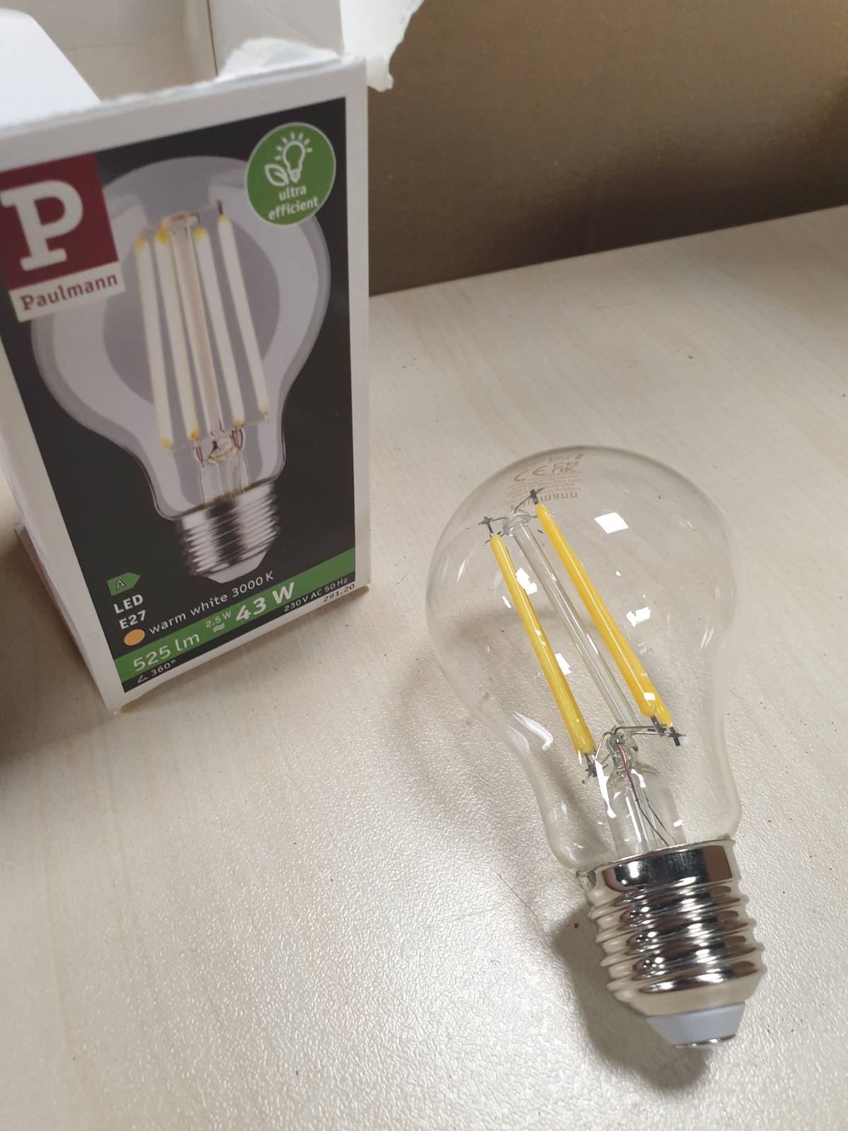 186712 - PAULMANN Llampa LED 29120 Eco-Line Filament, 230V E27, Pako me 1 Llampë, 525lm, 2.5W, 3000K, Transparente
