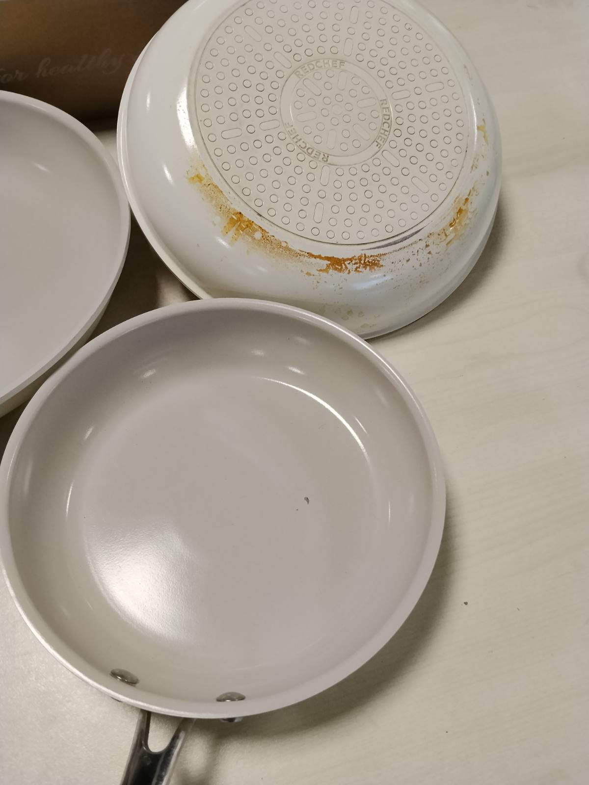 288284 - REDCHEF Set Tiganësh Qeramikë Jo-Ngjitës 20 24 28 cm, pa PTFE, pa PFAS, pa PFOA, të përputhshëm me induksionin, të sigurt për në furrë, të sigurt për në lavastovilje (bezhë)