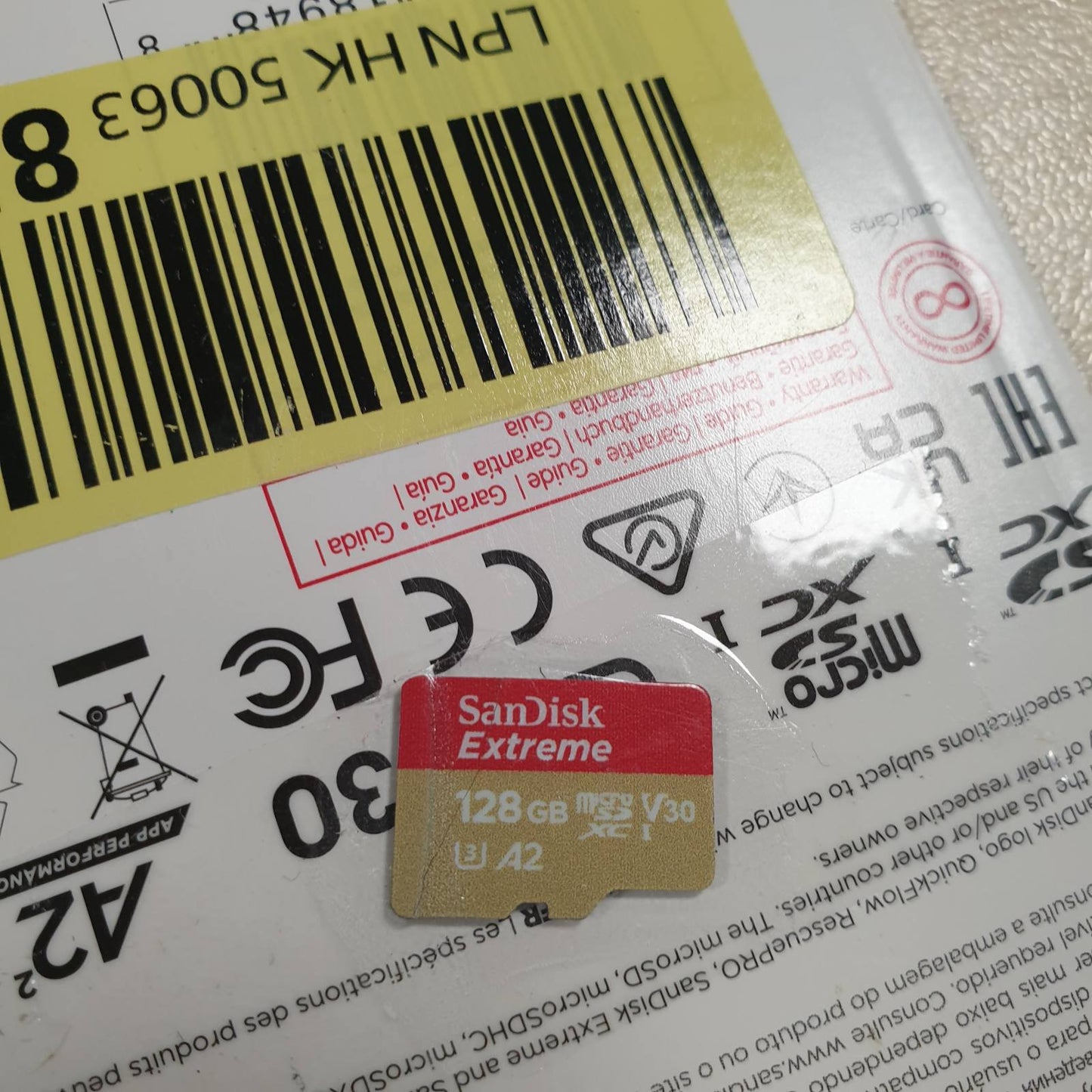 273489 - SANDISK Kartë memorie Extreme microSDXC UHS-I 128 GB, deri në 190 MB/s, A2, Klasa 10, U3, V30, me Adaptor dhe RescuePRO Deluxe